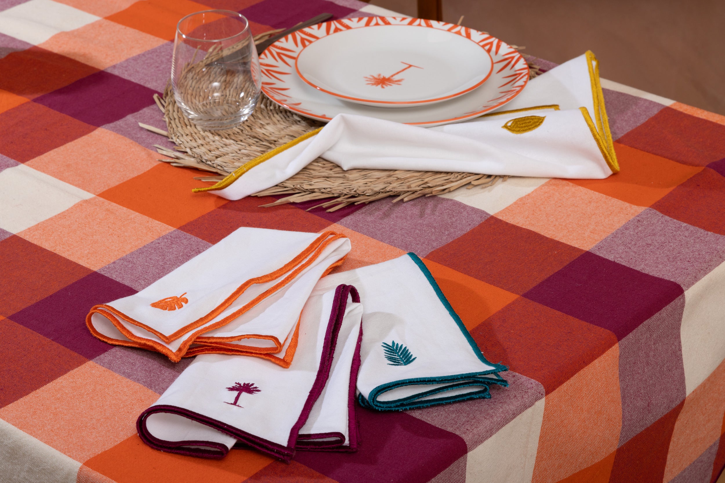Atmosphera Servetten Yucatan 40x40cm - Set van 4 stuks - Katoen - Multi