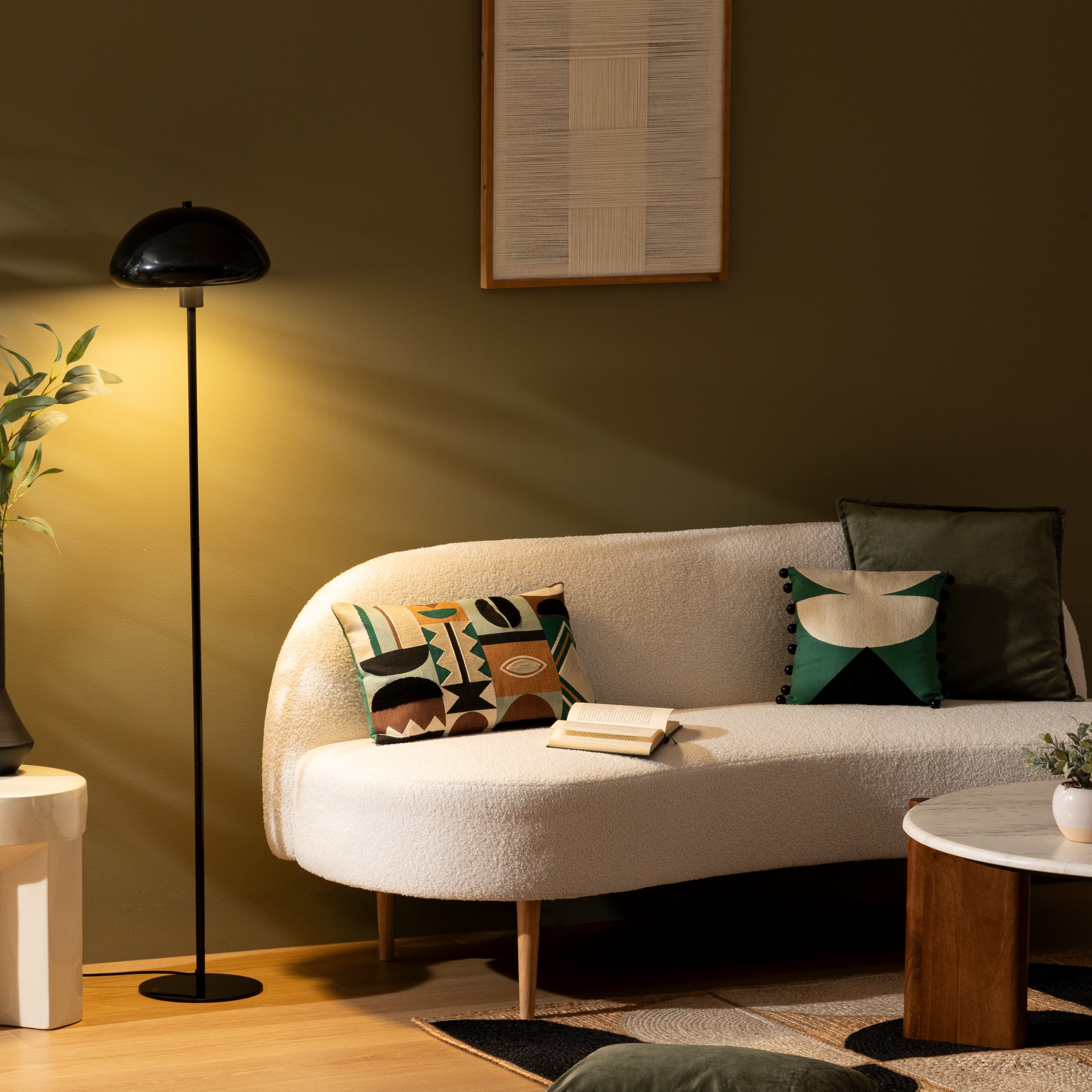 Lampadaire atmosphère alara 110x60xh177cm - bouton-poussoir - noir