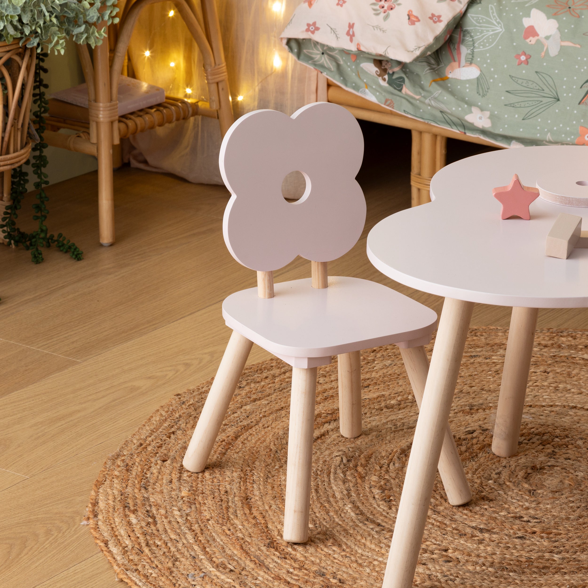 BEAU by Bo Kids Kindertafel + Kinderstoel Bloem - Roze