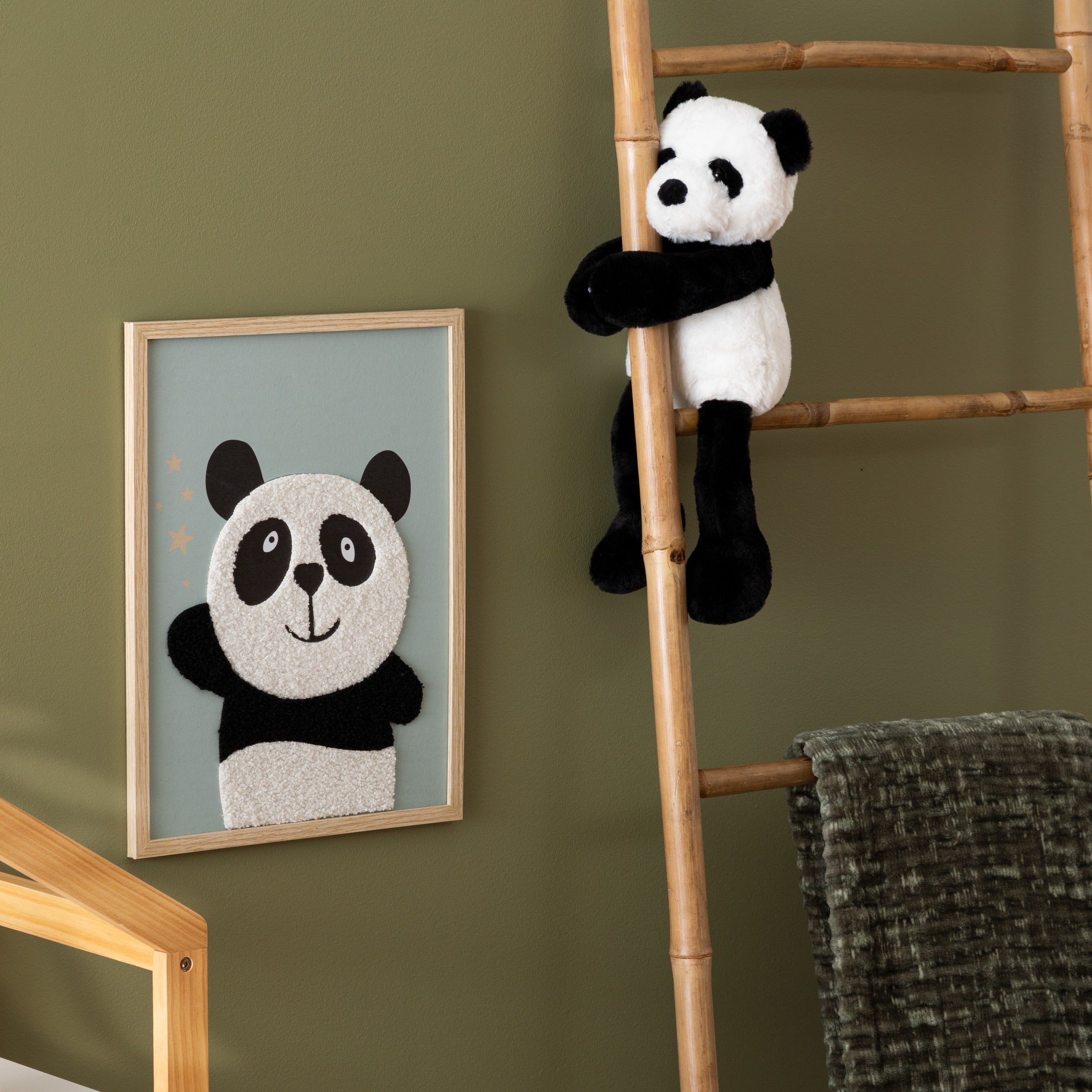 Atmosphera Kids Wanddecoratie Panda met print - 40x30cm - Multi