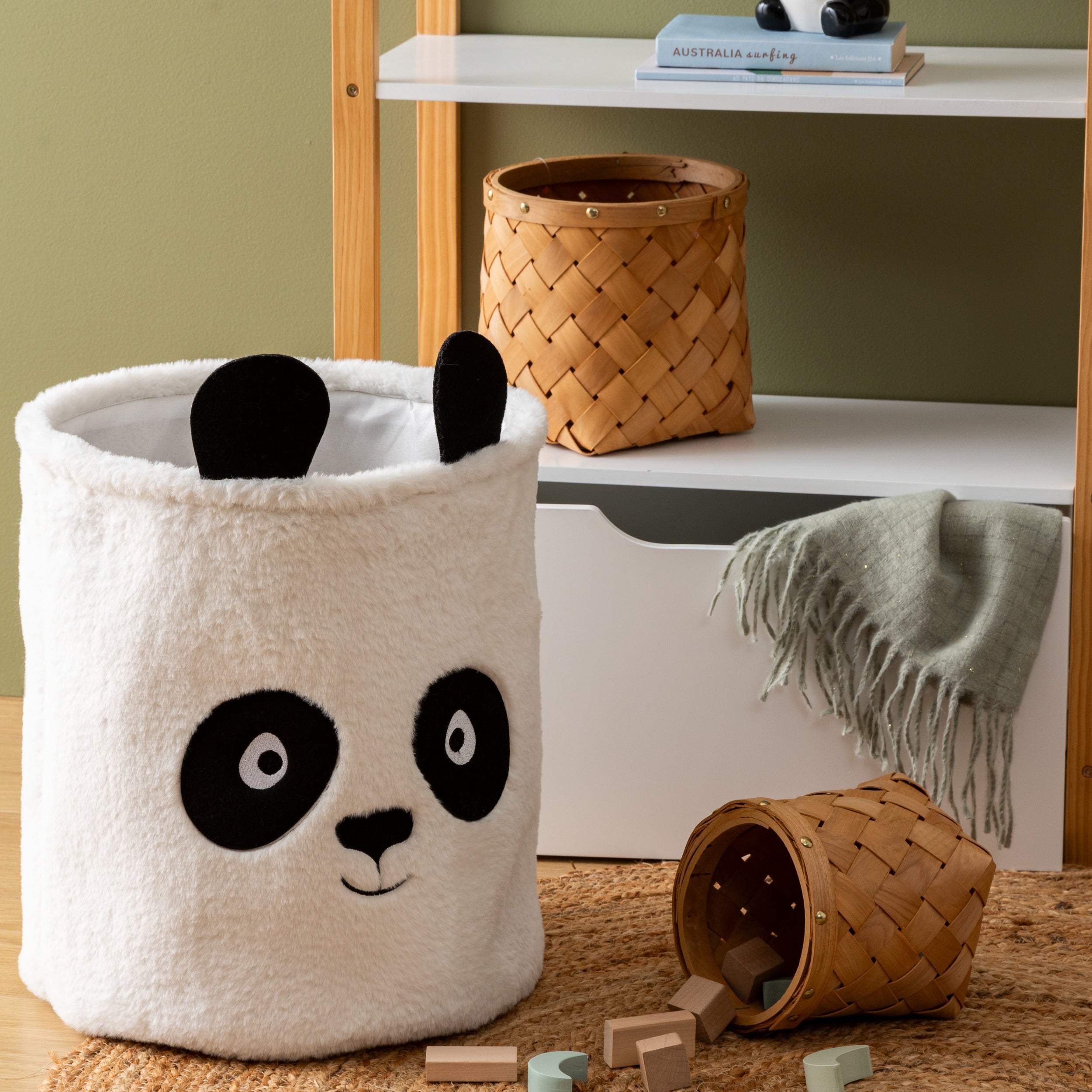 Atmosphera Panda Opvouwbare Mand - Opberger - Ø35xH40cm - Zwart/Wit