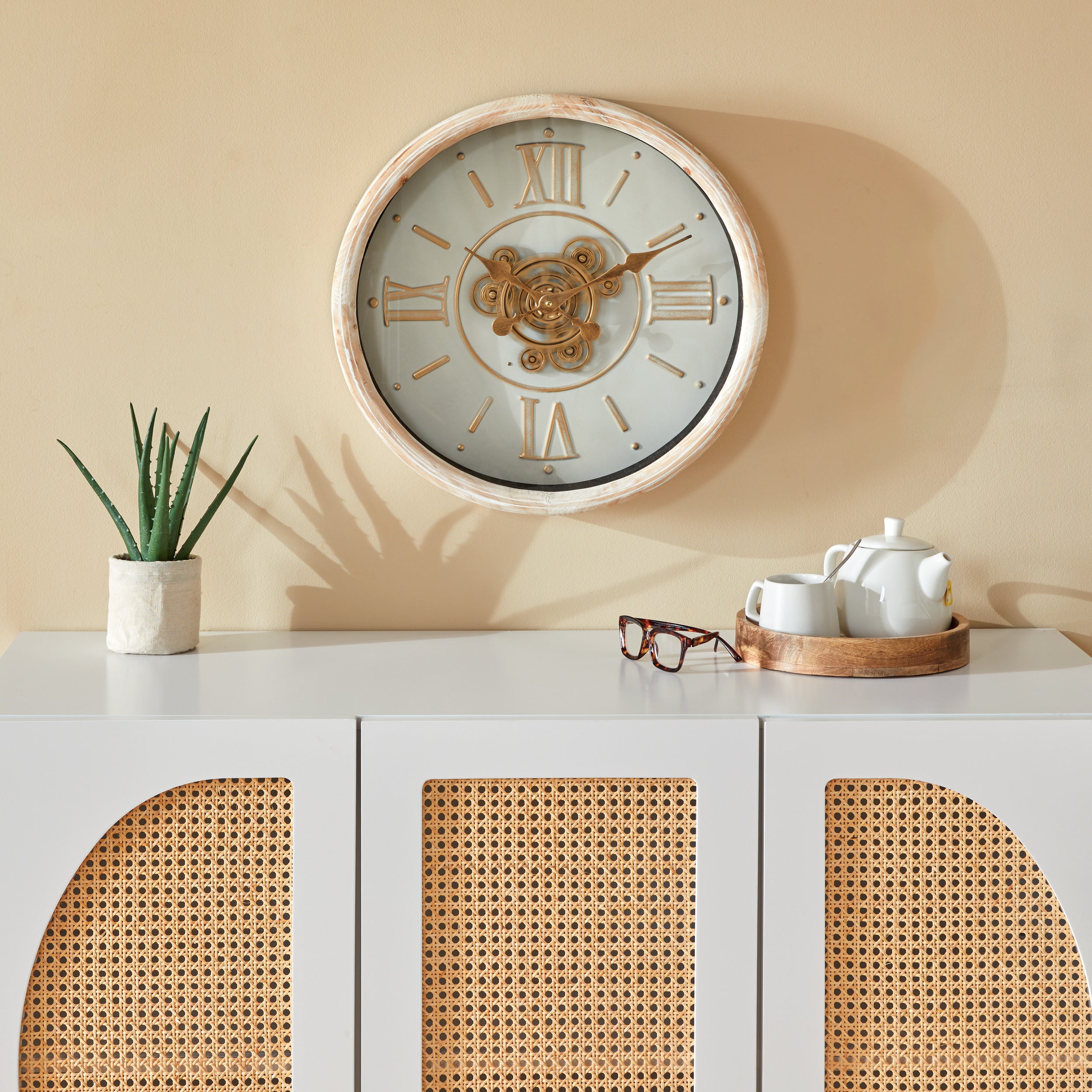 Atmosphera Ivana Wall Clock - Wood - Plastic - Dia 38 cm