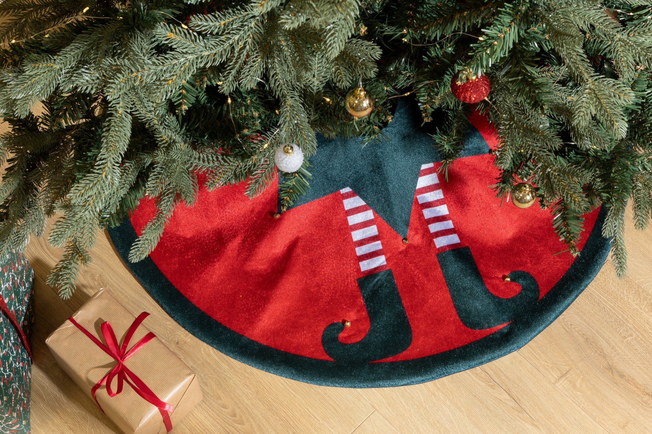 Féréric Lights and Christmas Christmas Decoration Tree Tree Jupe - Ø56xh25cm - Rouge