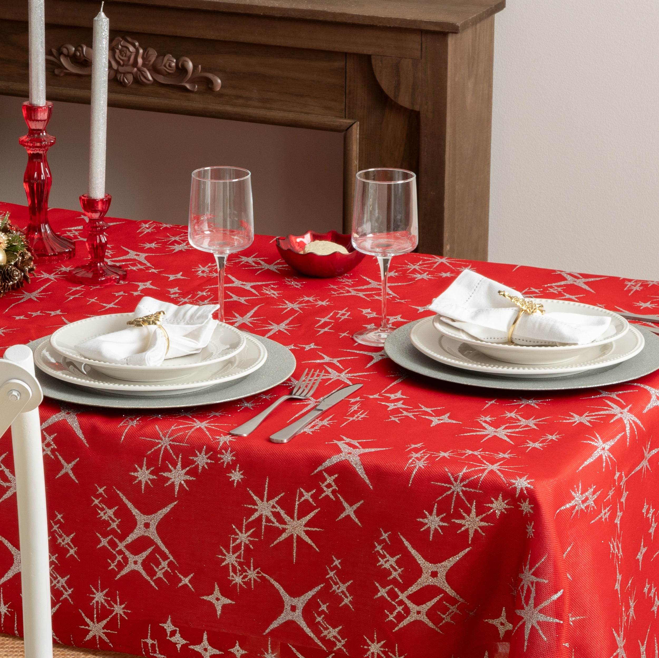 Tablecloth 140x360cm - Christmas - Christmas tablecloth - red
