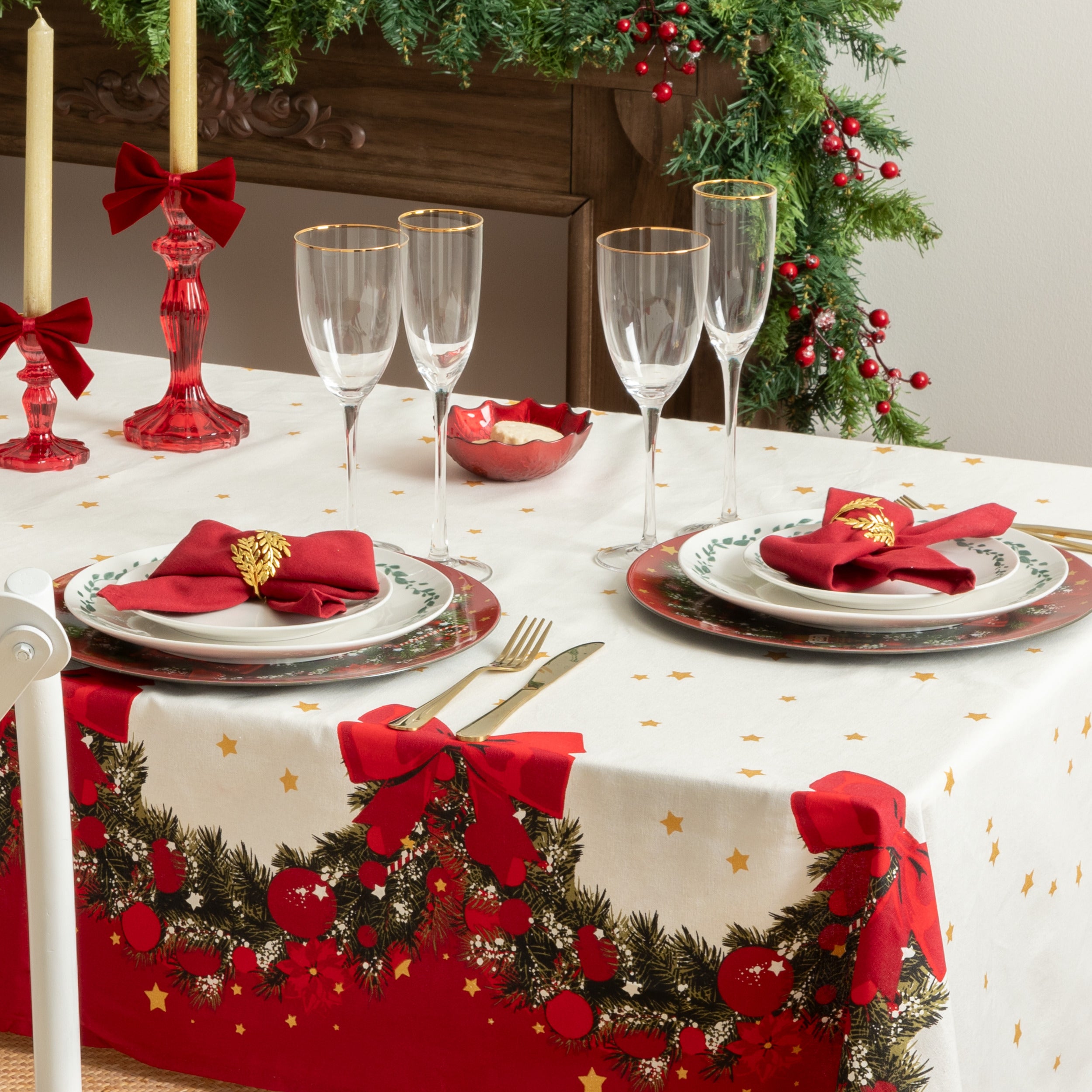 Tablecloth 140x360cm - Christmas - Christmas tablecloth - red