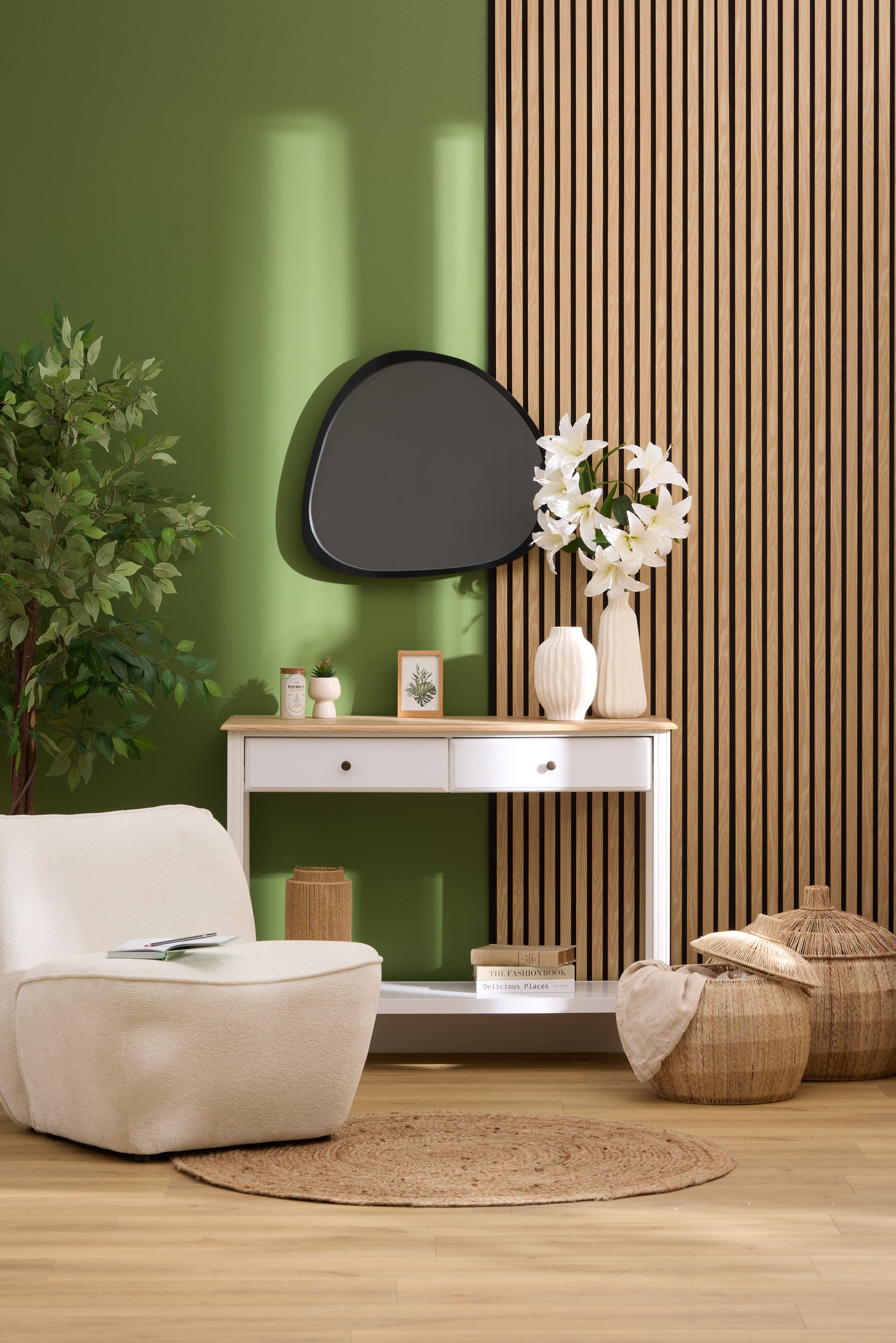 Atmosphera Colva Decoratief Wandpaneel - Set van 2 stuks - 240x60cm - Beige