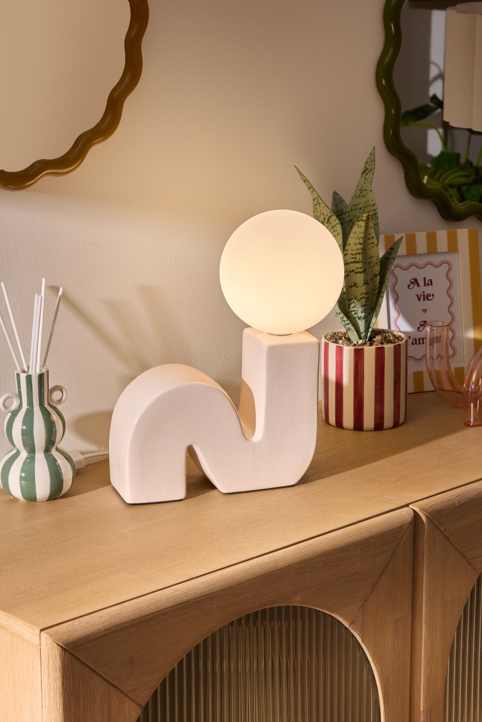Lampe de table Rafa atmosphère - Ø18xh37cm - beige