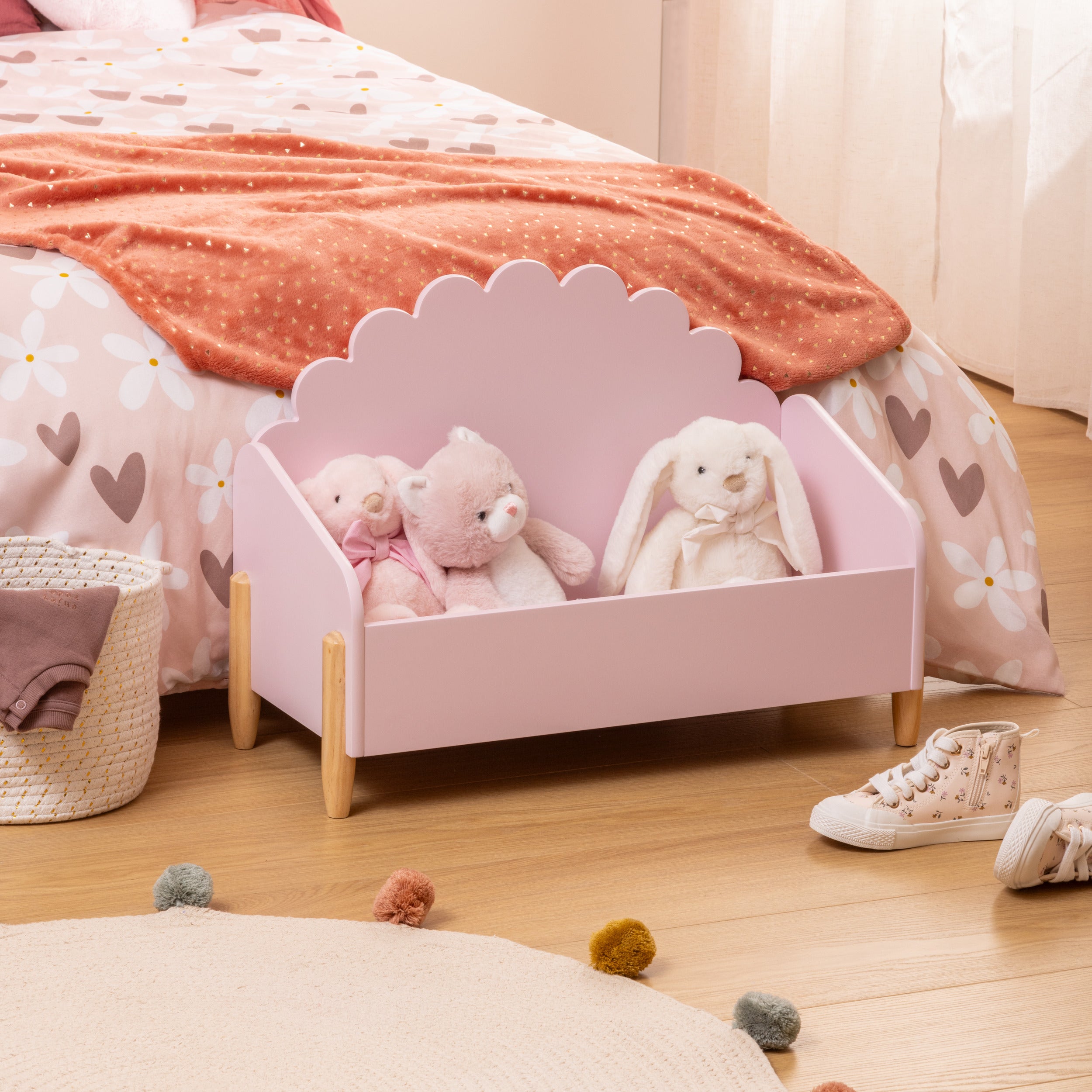 Atmosphera Kids Opbergkist Bloemen - 61x29x44cm - Roze