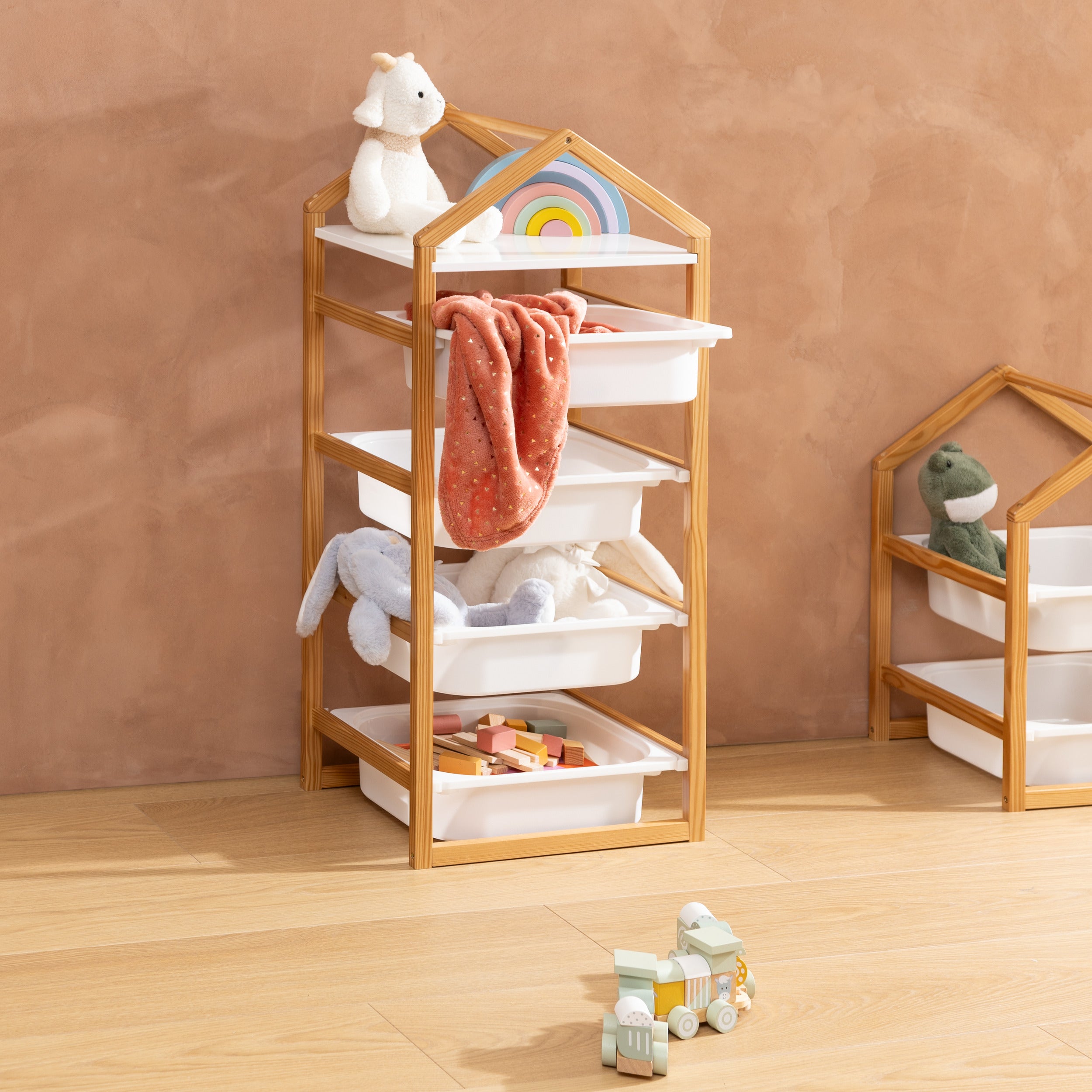Atmosphera Kids Opbergmeubel met 4 bakken - 43x30x95cm - Wit
