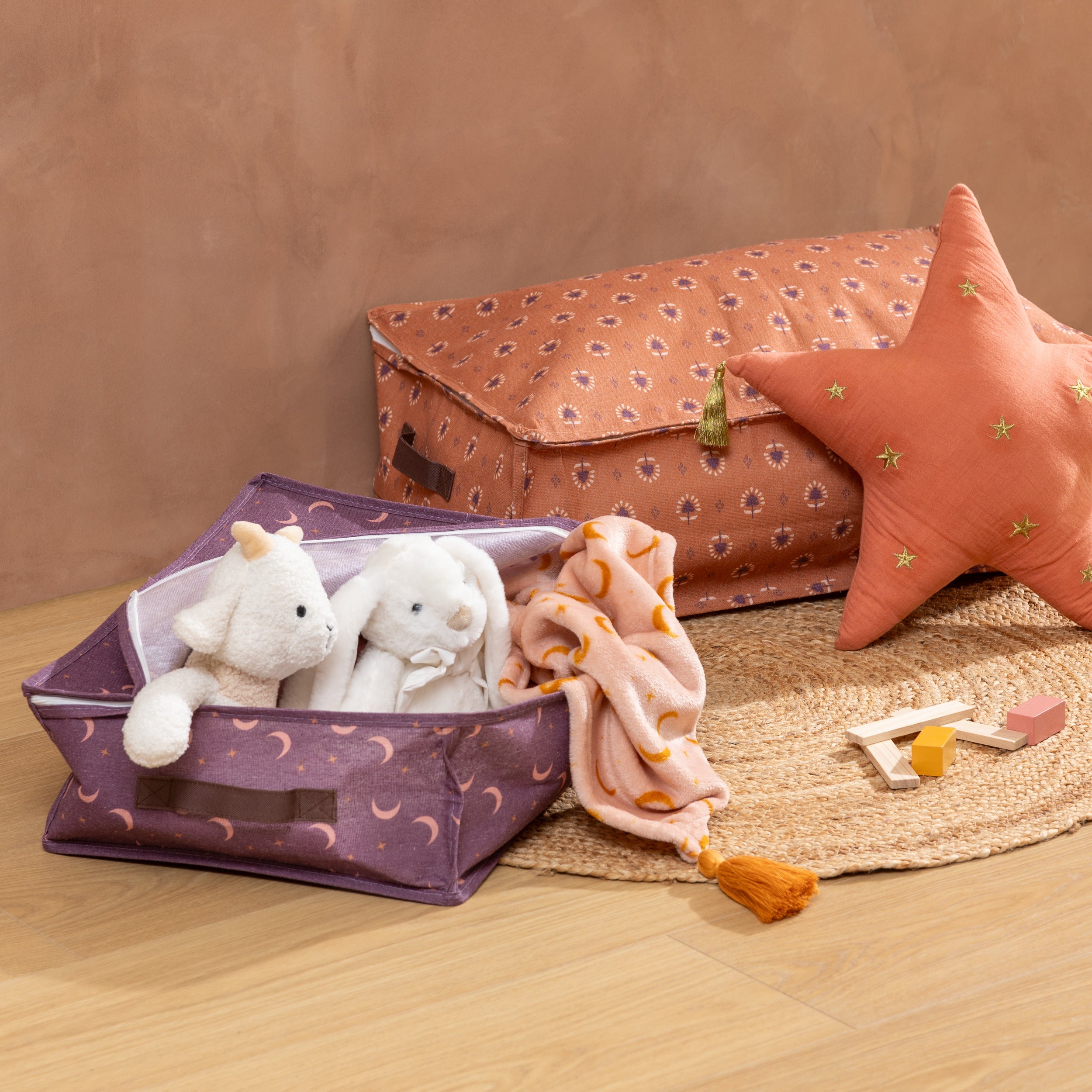 Atmosphera Kids Bella opberg Zippy set - Set van 2 stuks - 60x20x40cm - Opvouwbaar - Multi