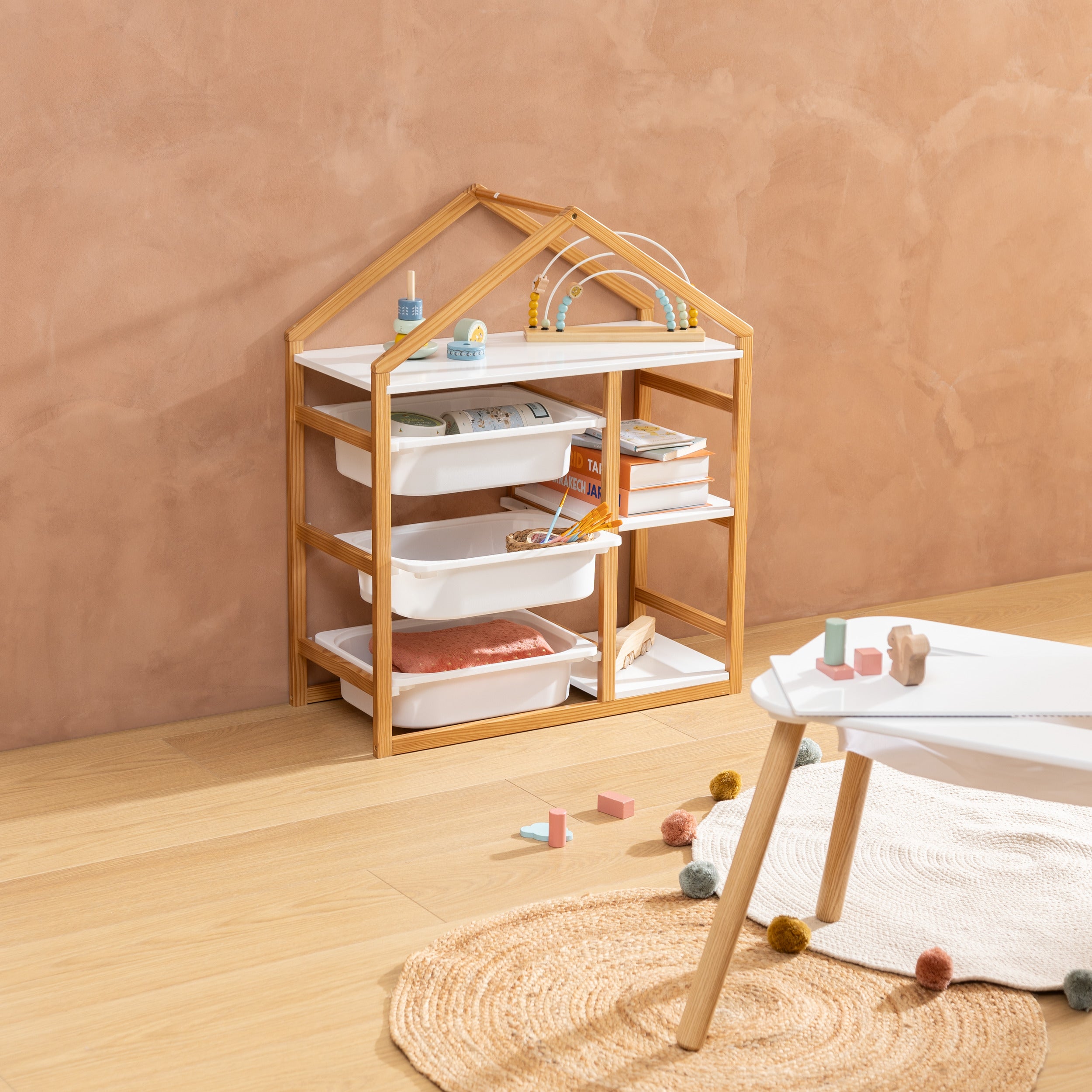 Atmosphera Kids Opbergmeubel met 3 bakken - 68x30x82cm - Wit