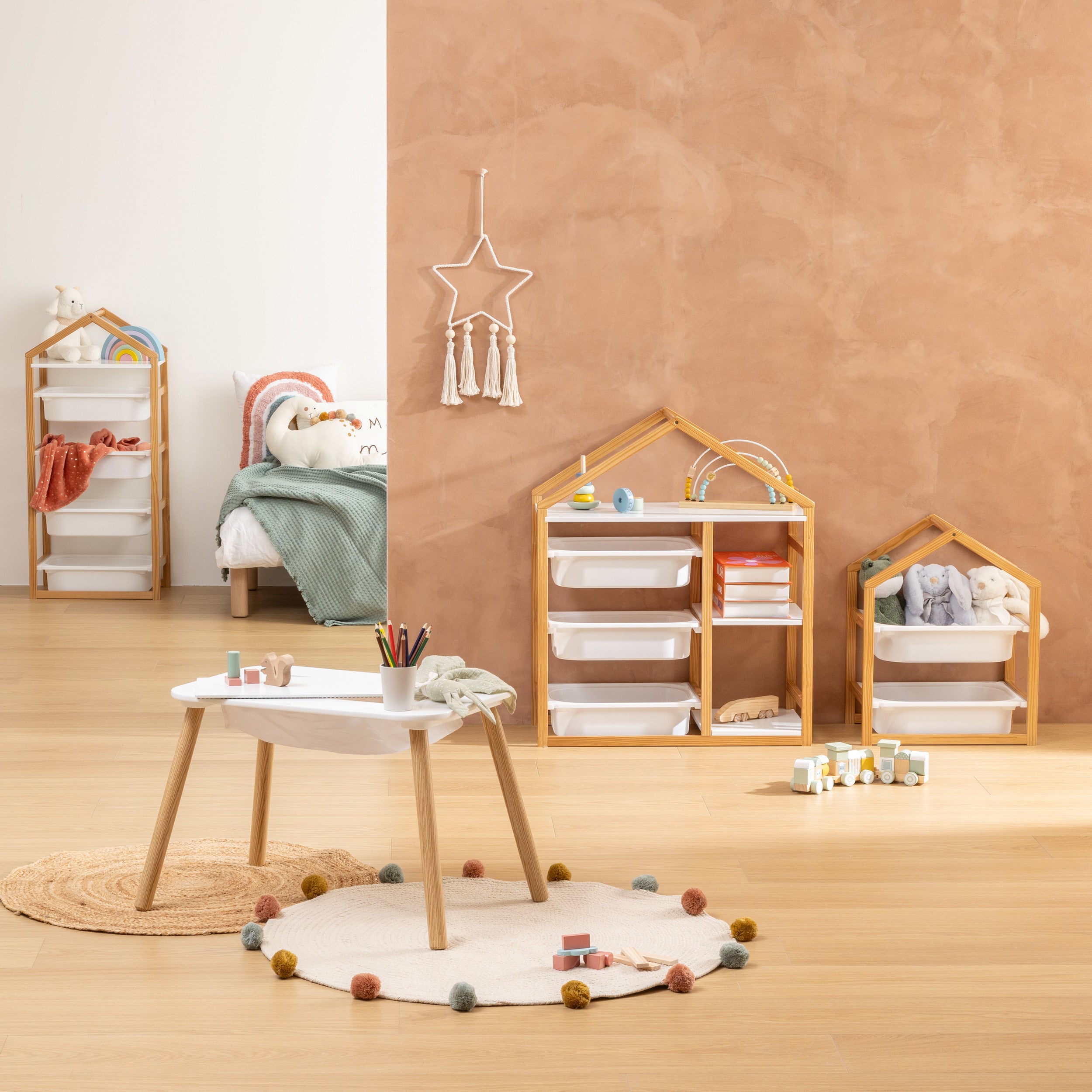 Atmosphera Kids Tekentafel/Kindertafel Buldy omkeerbaar tafelblad om LEGO op te bouwen - 69x47x43cm - Wit