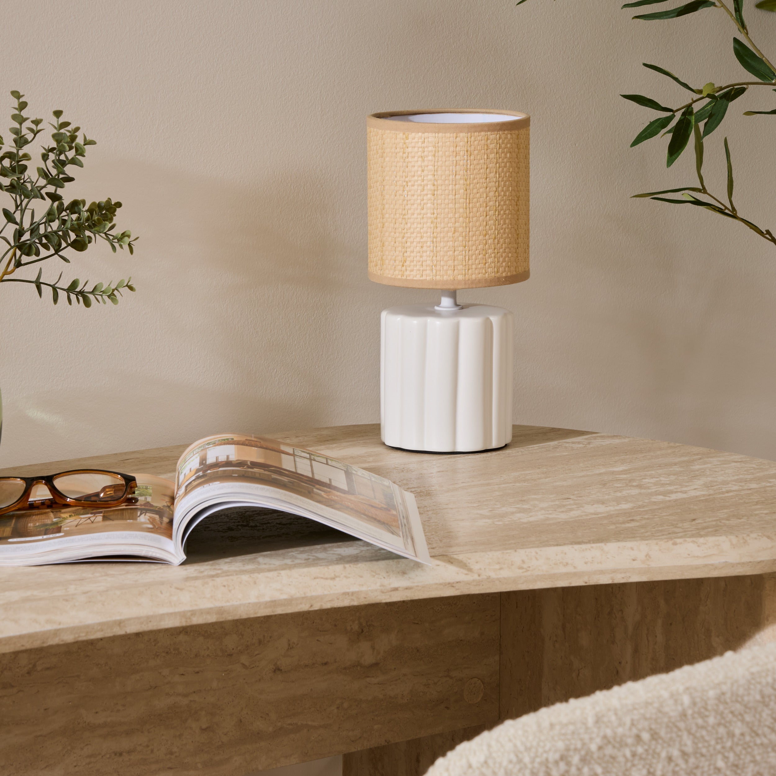 Atmosphera Hyacint Sphere Table Table Lampe - Ø22xh37cm - blanc / beige