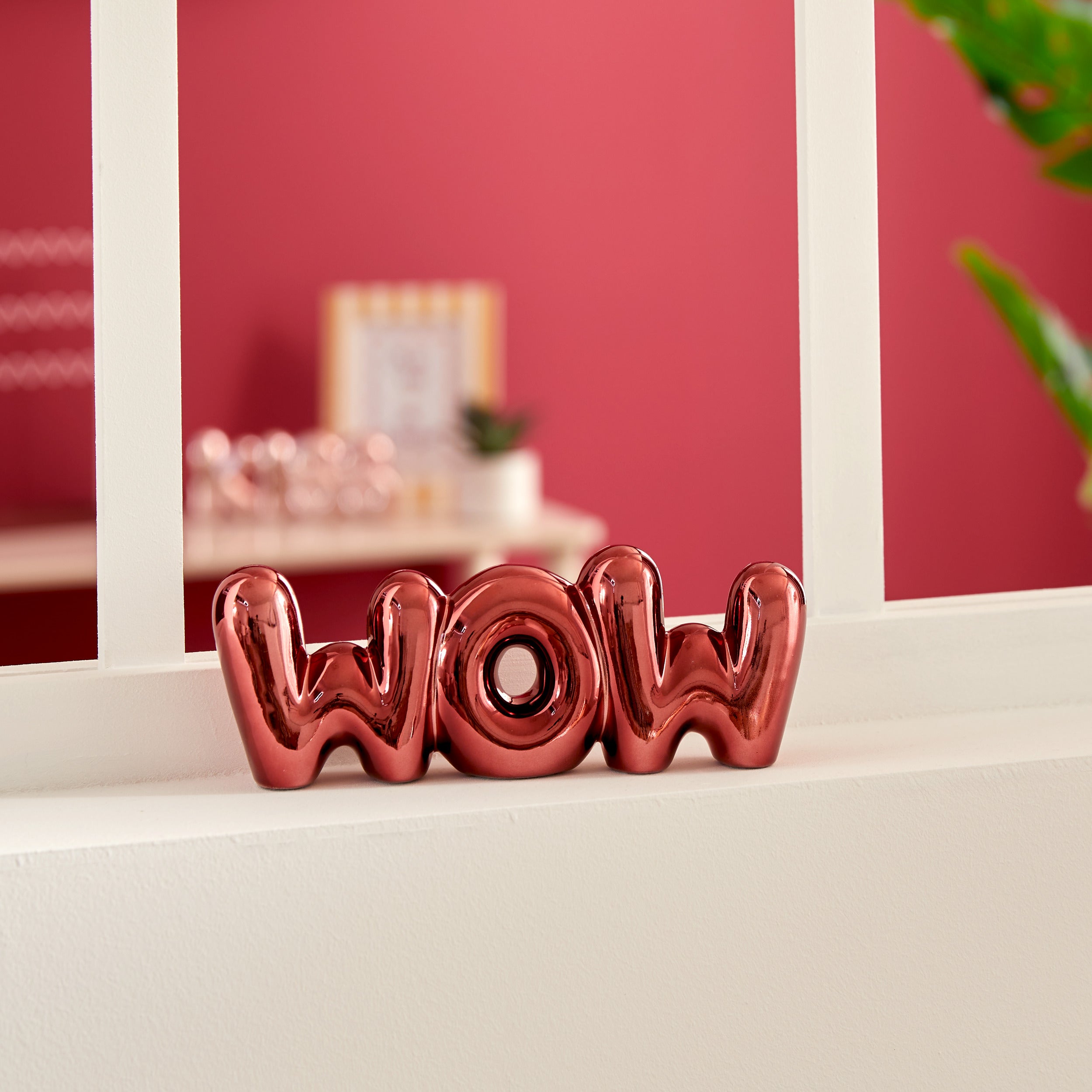 Atmosphera Beeldje Chéri Wow - Dolomiet - 22x4xH9cm - Donkerroze