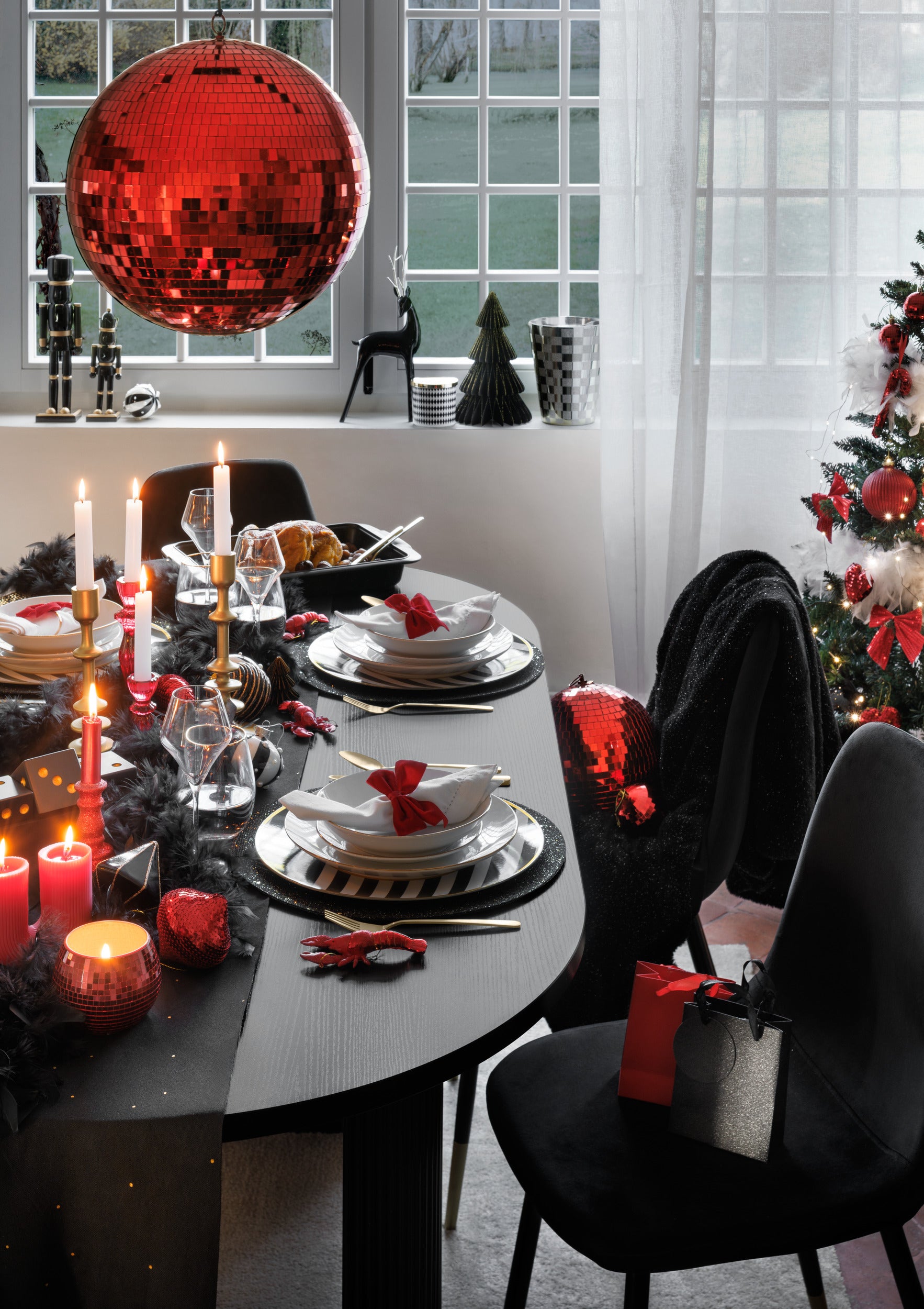 Féréric Lights and Christmas Christmas String - Ensemble de 2 - Striped Red avec blanc - 40x60cm - pour l'arbre de Noël