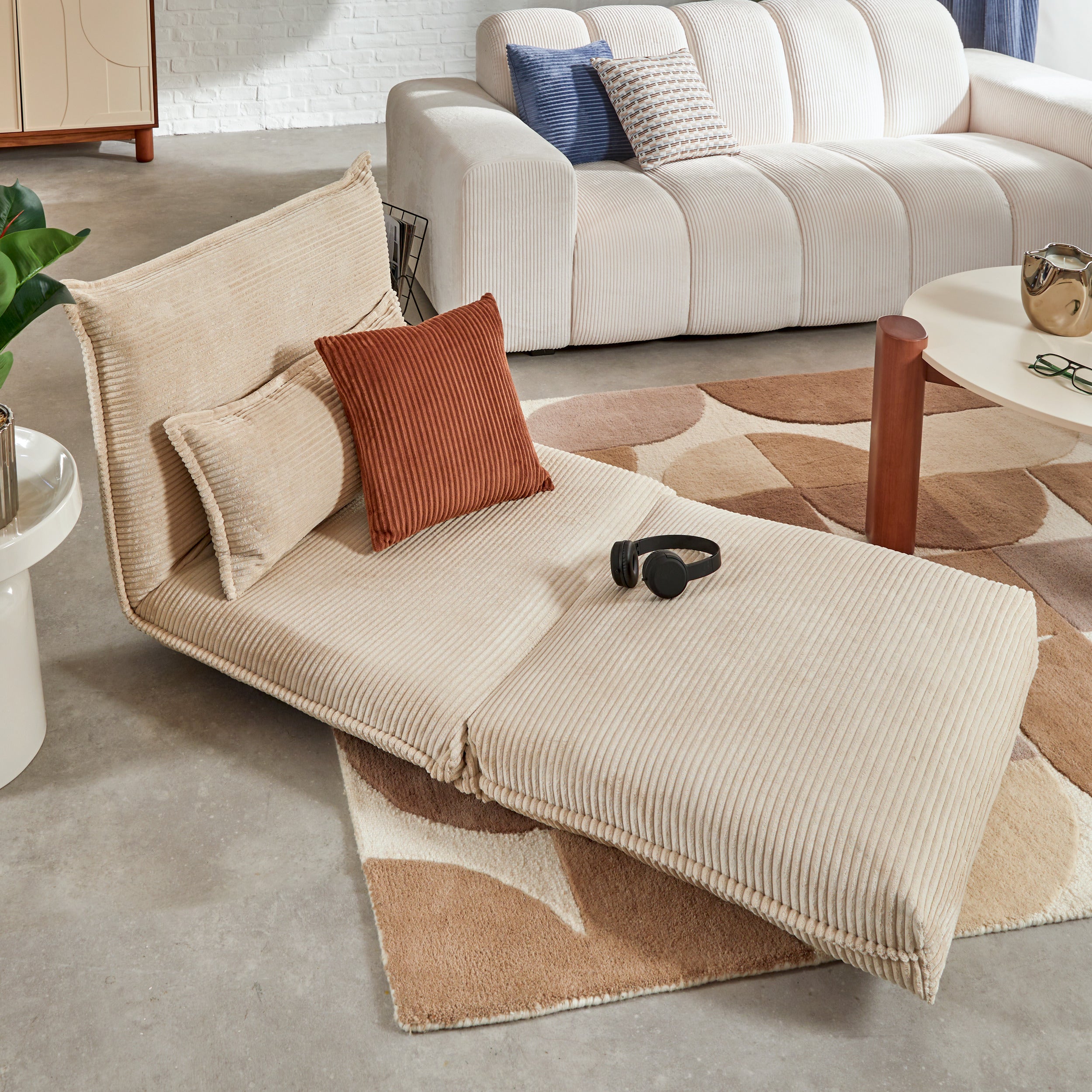 Atmosphera Kids Elois Opvouwbare Haardstoel/Vloermatras - 85x74x59cm - Beige