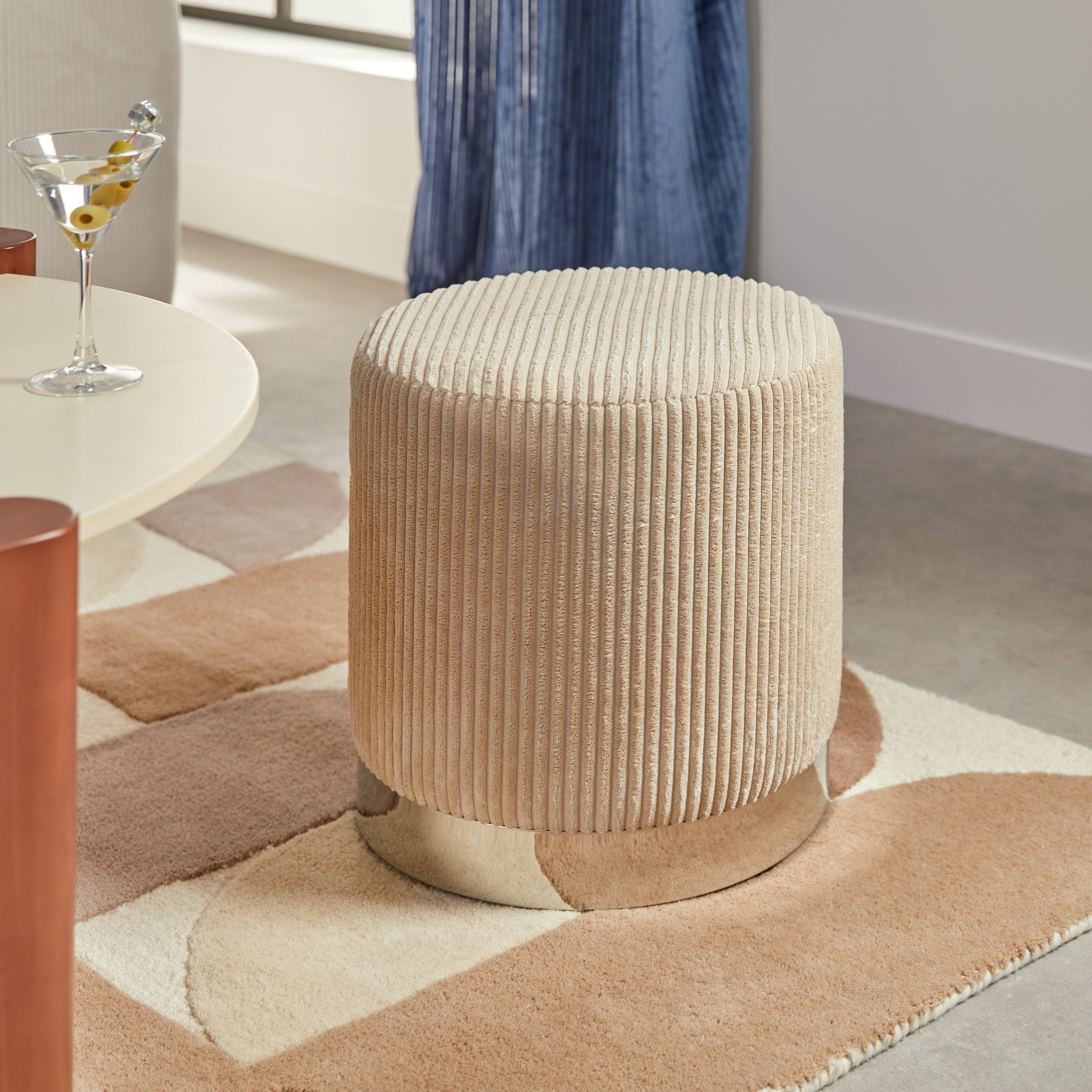 Atmosphera Sevi Pouf - Bouclé - White
