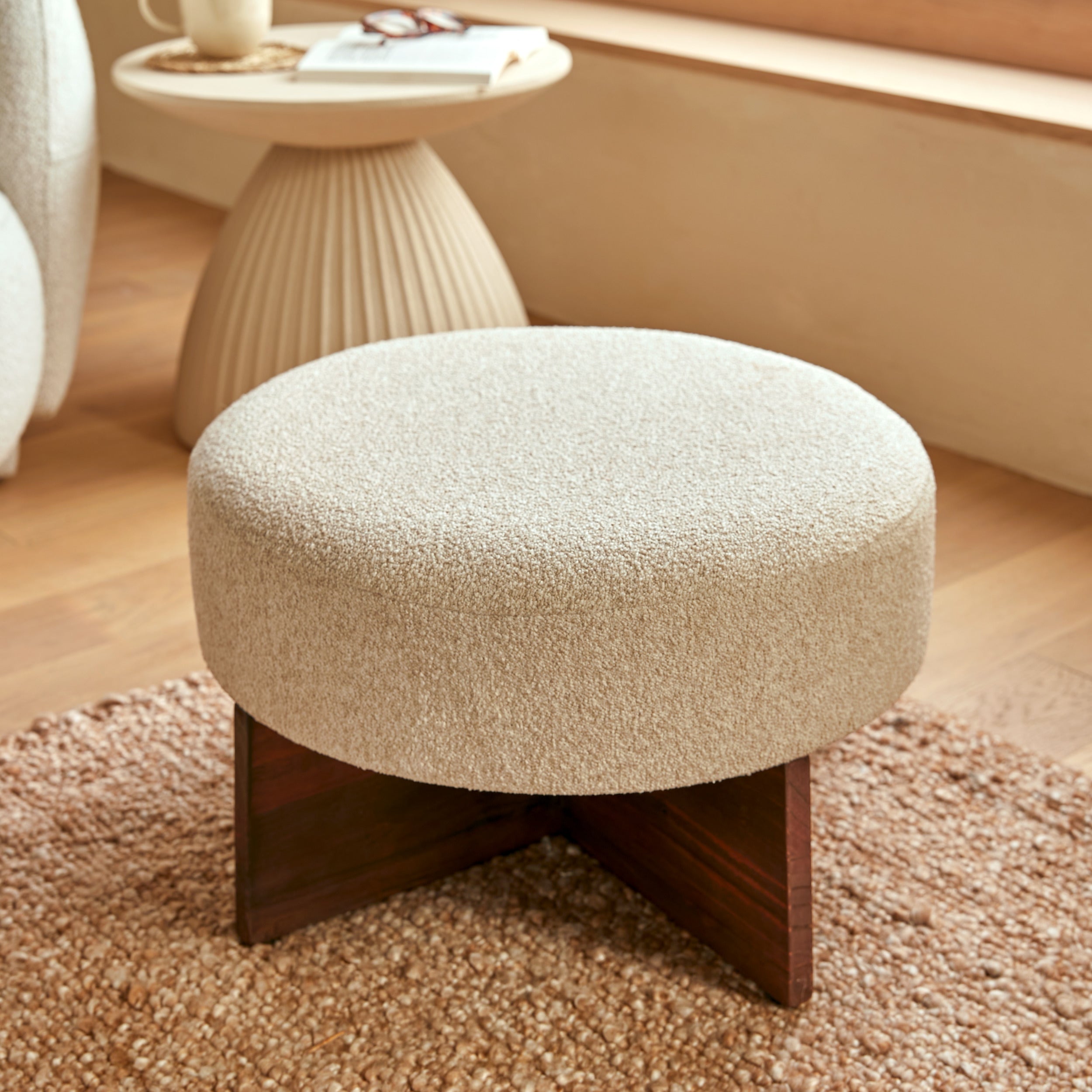Atmospaa Sevi Poef - Corduroy - 41x36x43cm - Beige