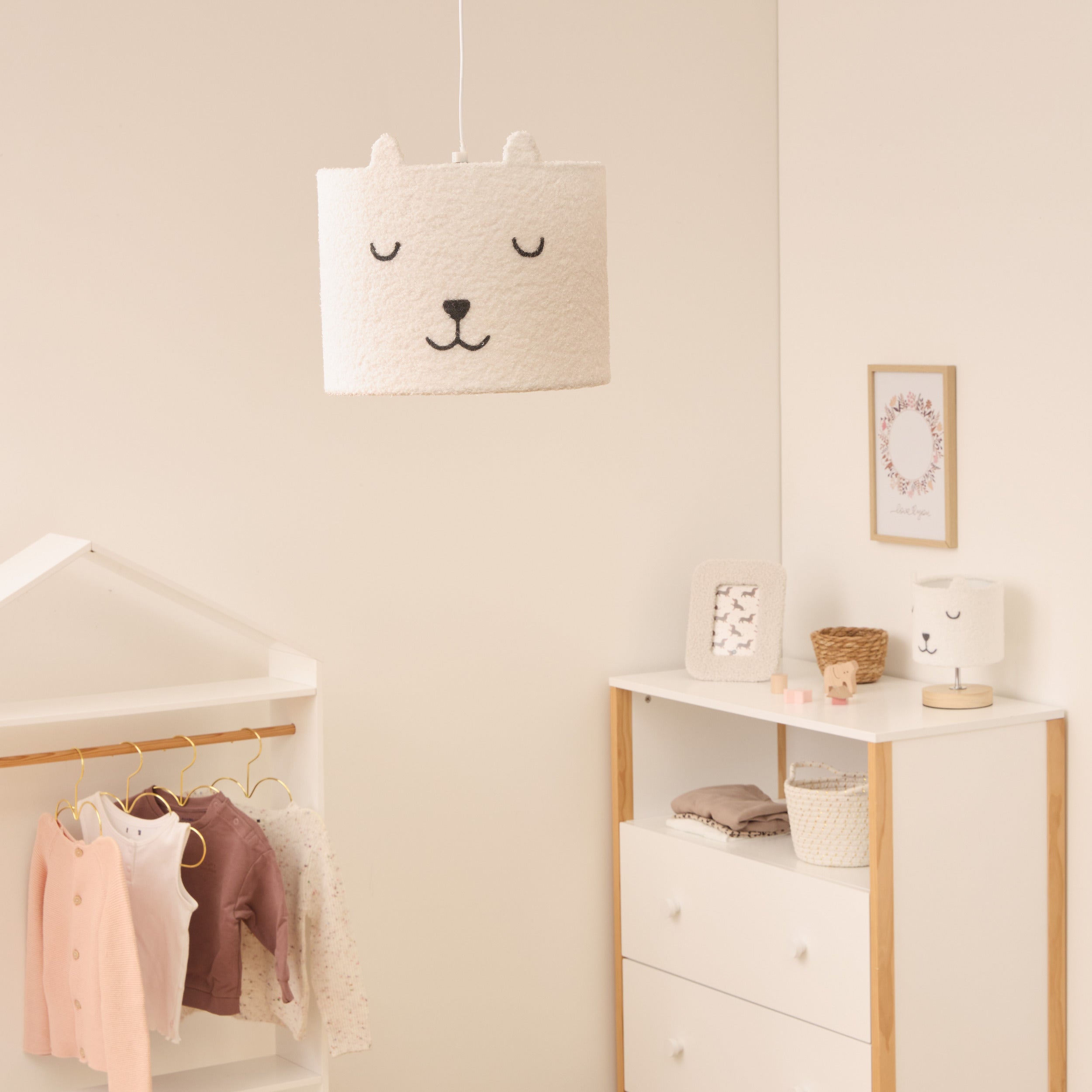 Atmosphera Kids kinderlamp/Hanglamp Teddy - Ø28cm - Wit