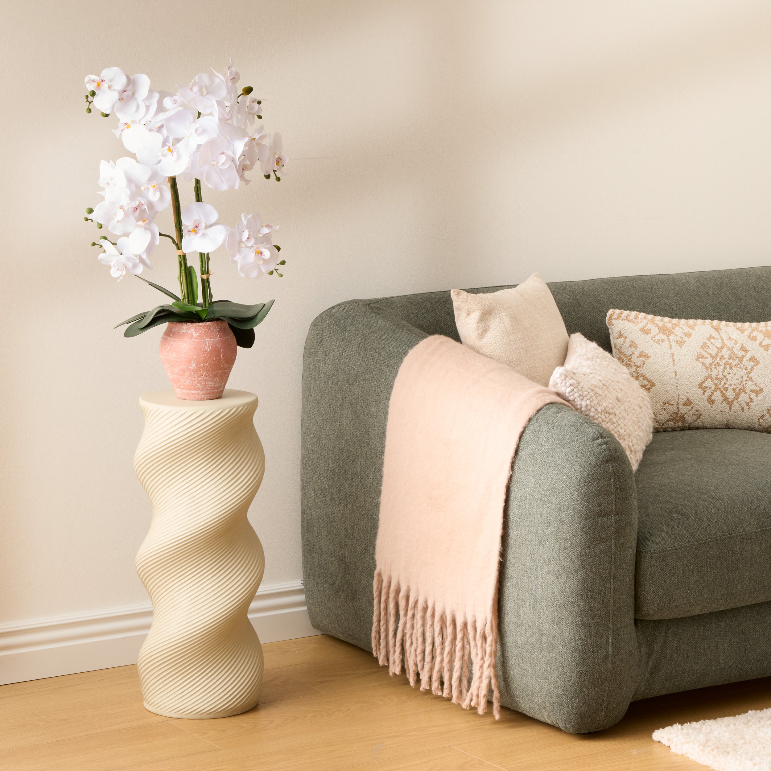 Atmosphera Twist Plantenstaander - Ø24xH60cm - Beige