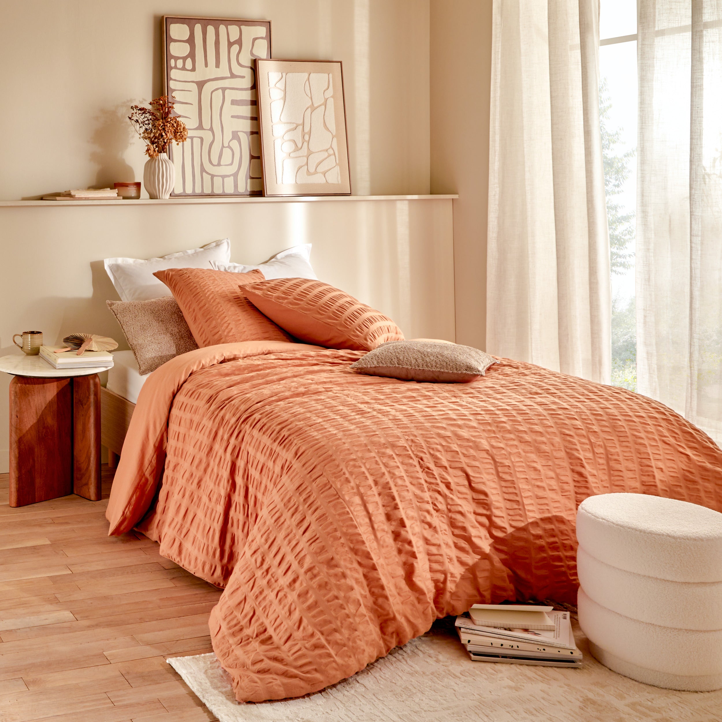 Atmosphera Beddengoed set - Dbo 240x220cm + set kussenslopen - Terracotta