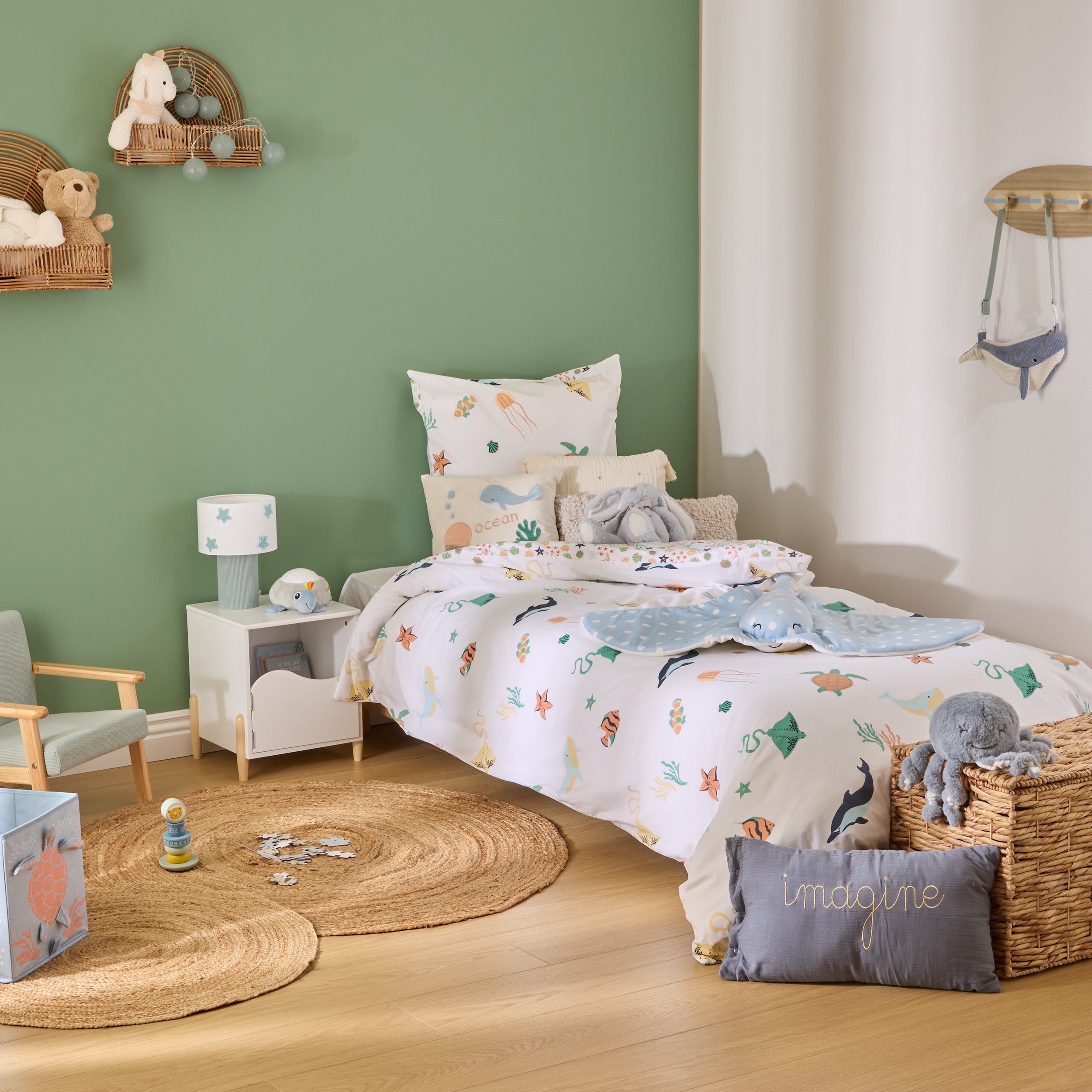Atmosphera Kids Billie Parure de couette et 1 taie d'oreiller 140x200cm/65x65cm ours