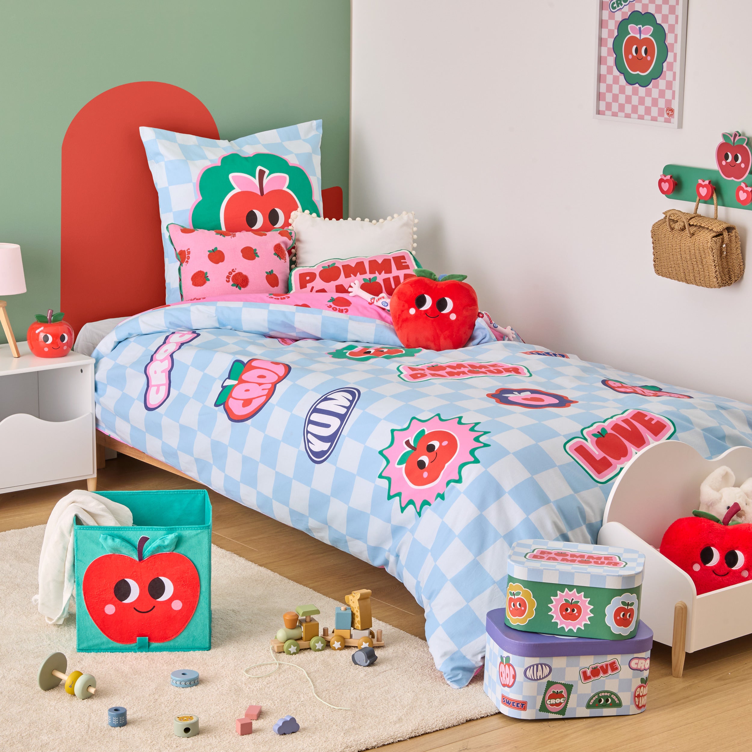 Atmosphera Kids Billie Parure de couette et 1 taie d'oreiller 140x200cm/65x65cm ours