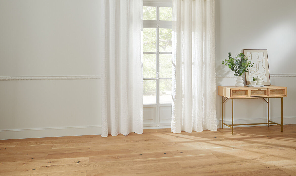 Atmosphera Noa Polyester Curtain 140x240cm - Ready made with rings - White