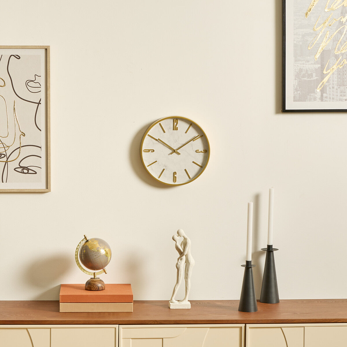 Atmosphera Ivana Wall Clock - Wood - Plastic - Dia 38 cm