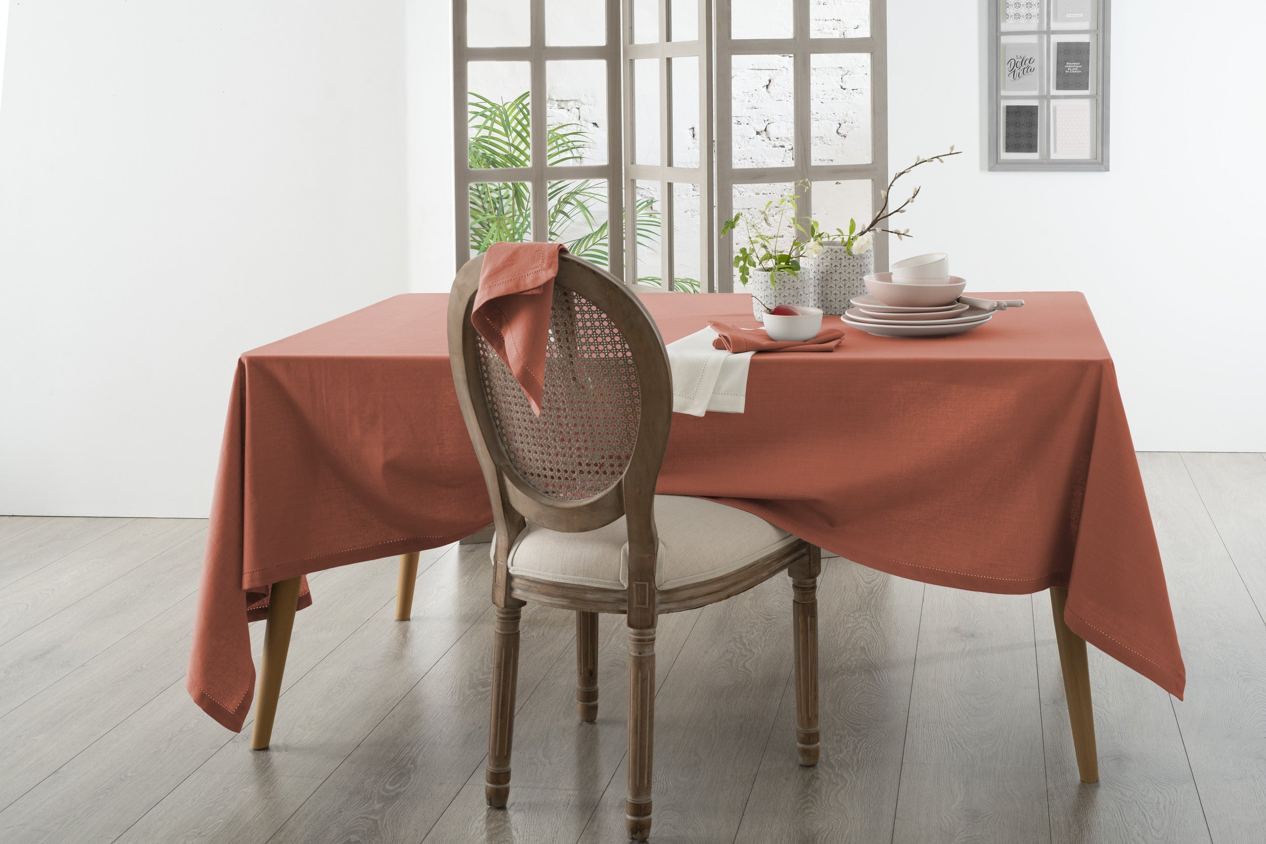 Nappe DELUXE chambray coton gris clair - 140 x 240 cm - Coton - Gris clair