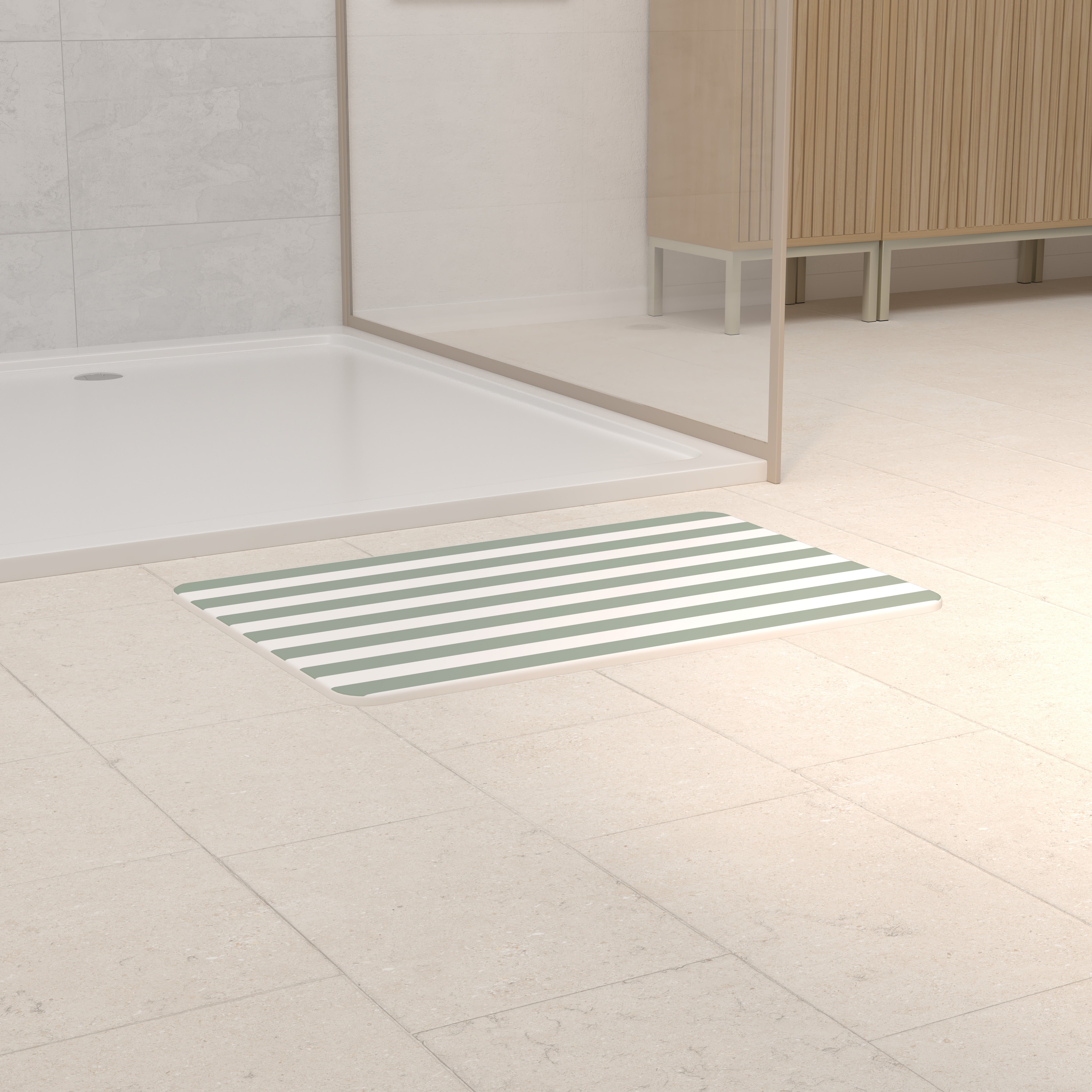 5Five Strio Diatomiet Badmat - Anti-slip - 39x60cm - Groen