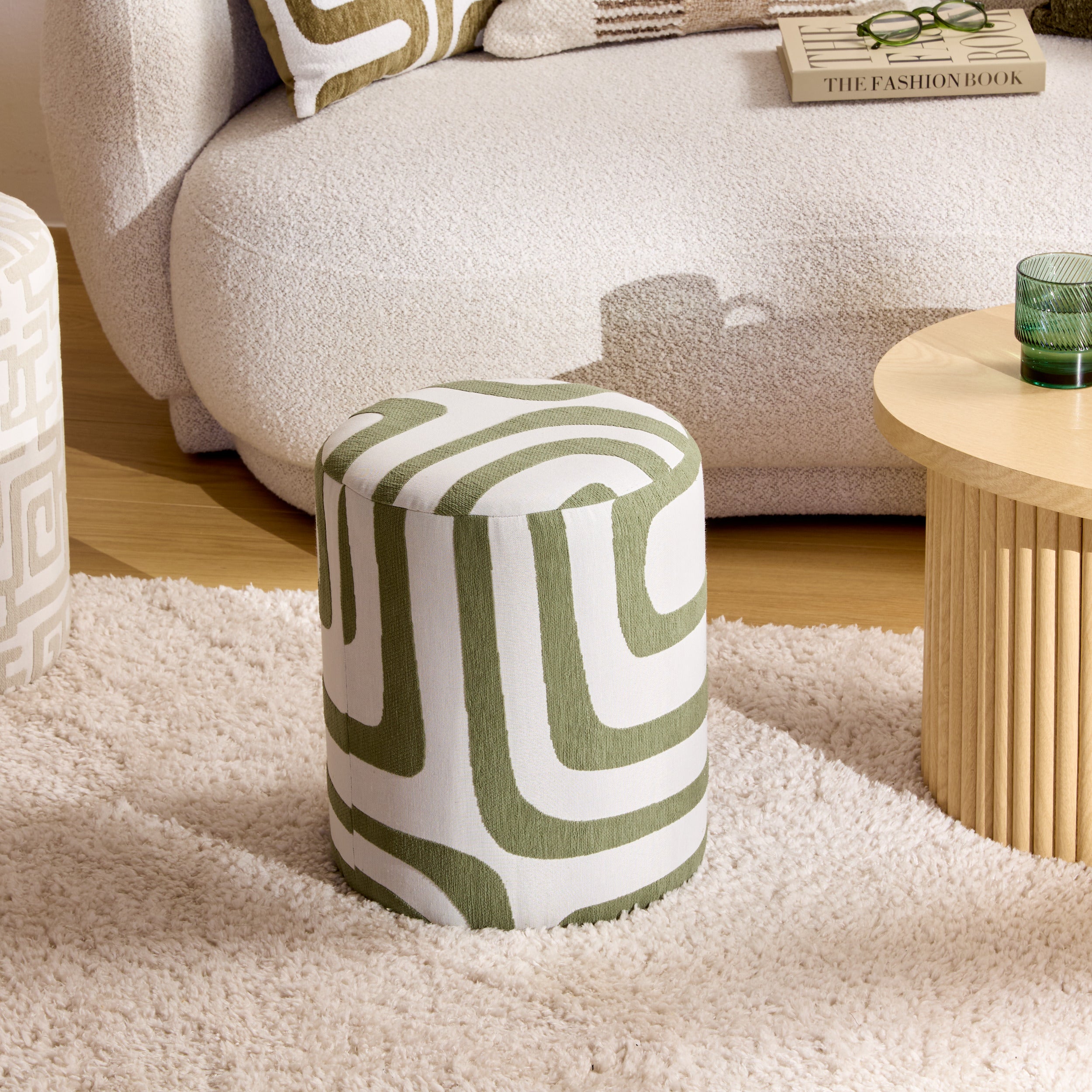 Atmosphera Delor Arty Pouf - Ø36xH40cm - Beige