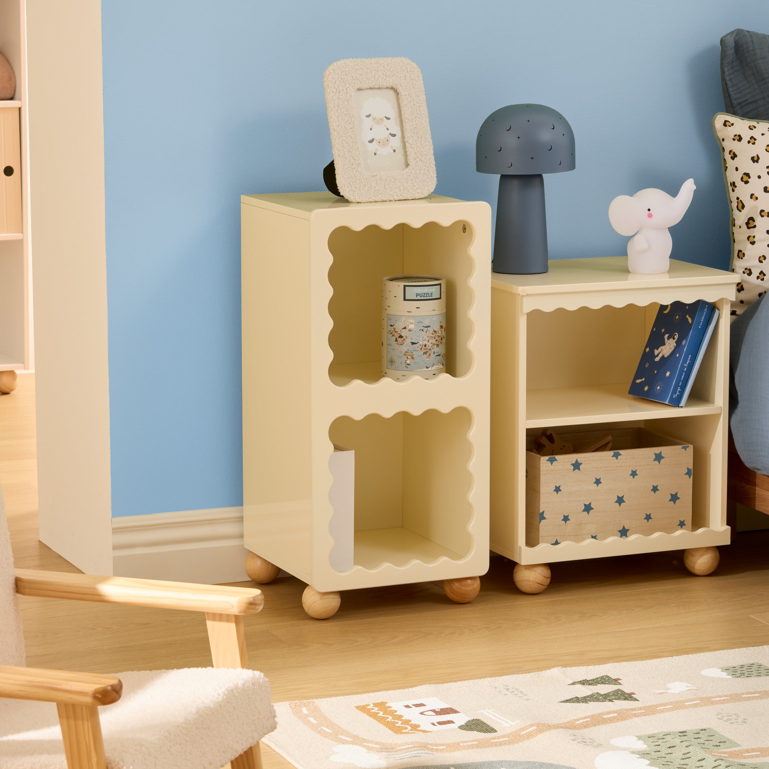 Atmosphera Kids Bouli Nachtkastje - Opbergmeubel - 31x30x64cm - Beige