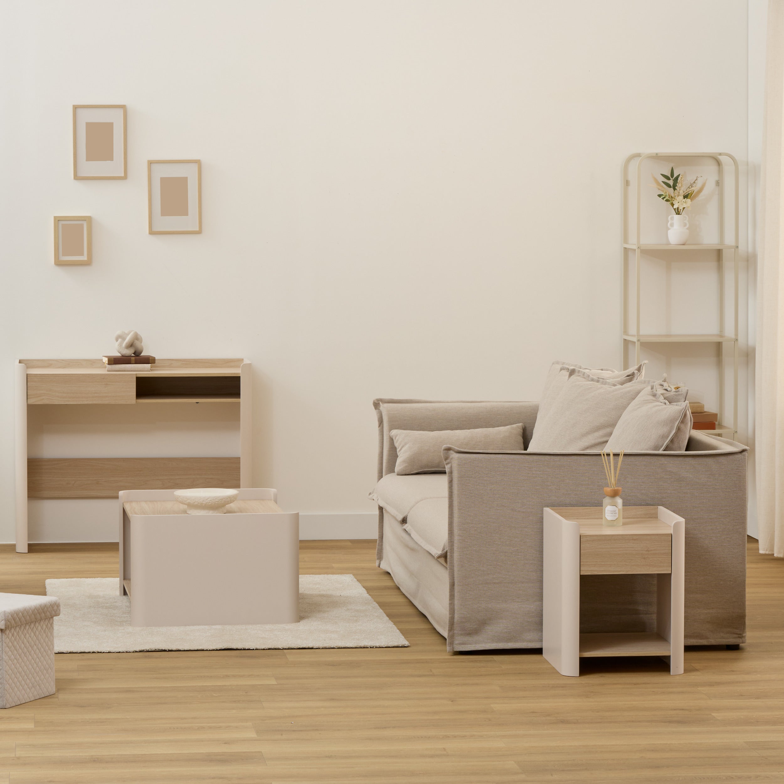 5Five Roundy Nachttafel - Bijzettafel - 40x40x50cm - Beige