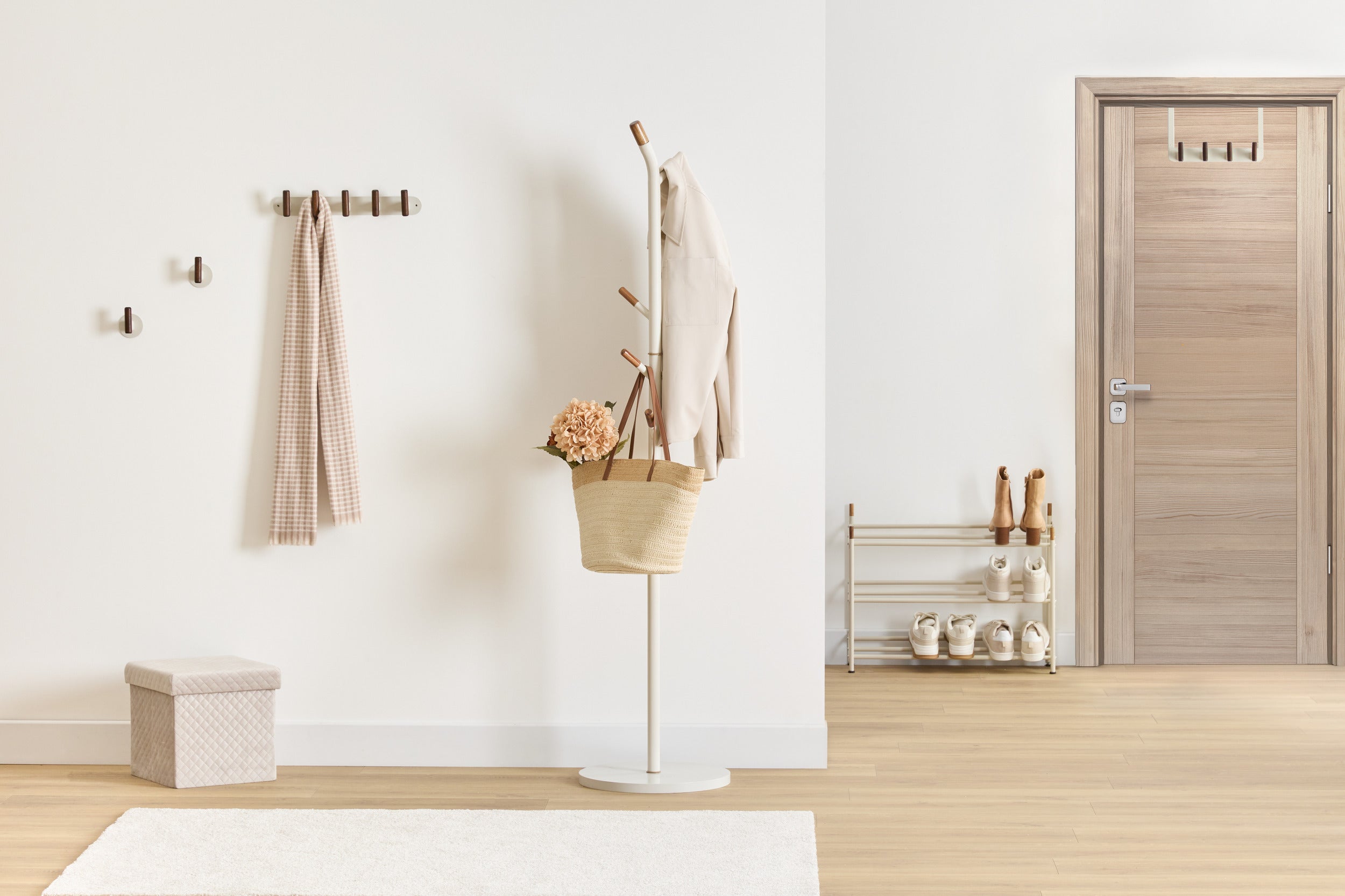 5Five Cassie Deurkapstok 4 Haken - 35x10x20cm - Bruin/Beige