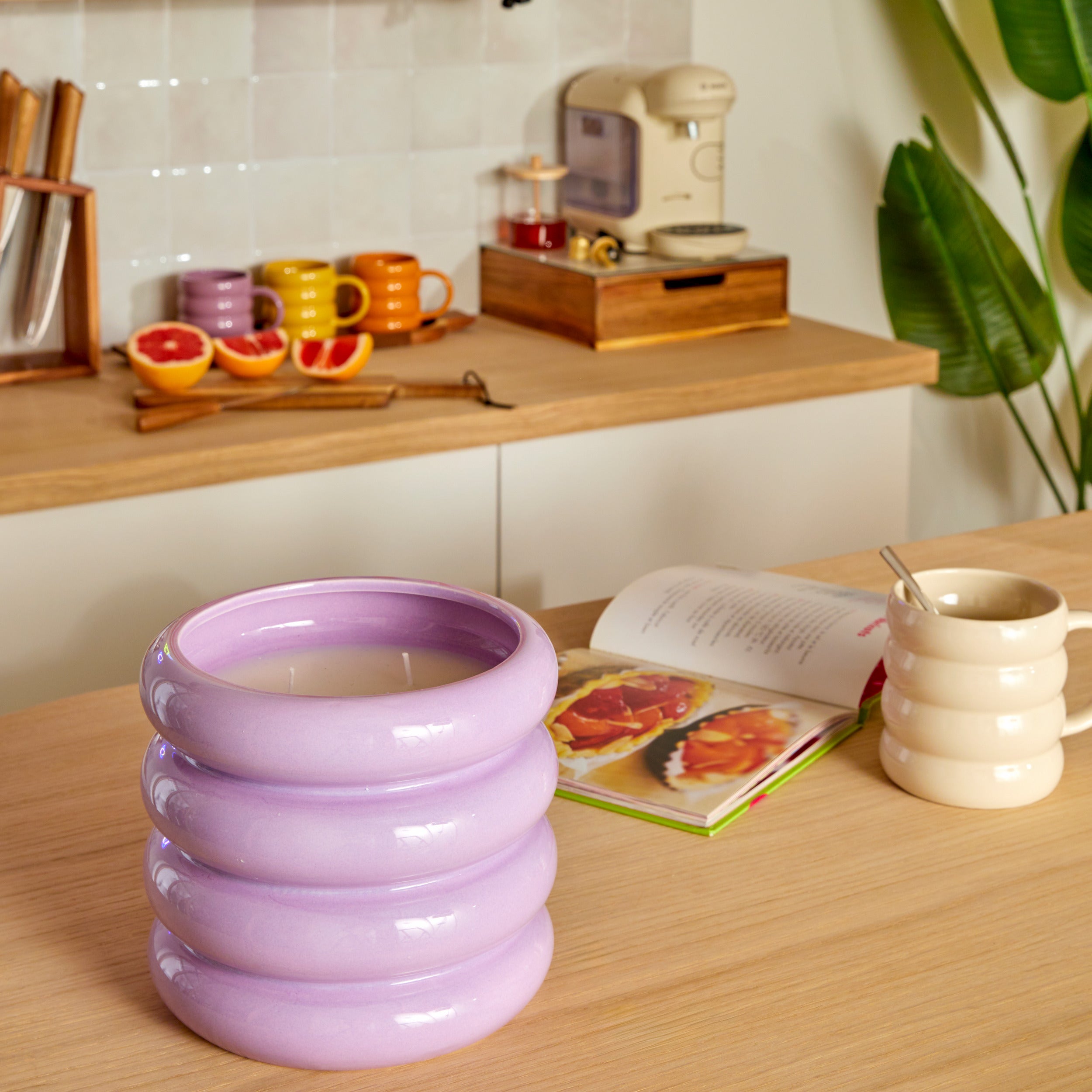 Atmosphera Poolside Geurkaars in keramieken pot - Ø17xH15cm - 850g - Brandtijd 45u - Paars