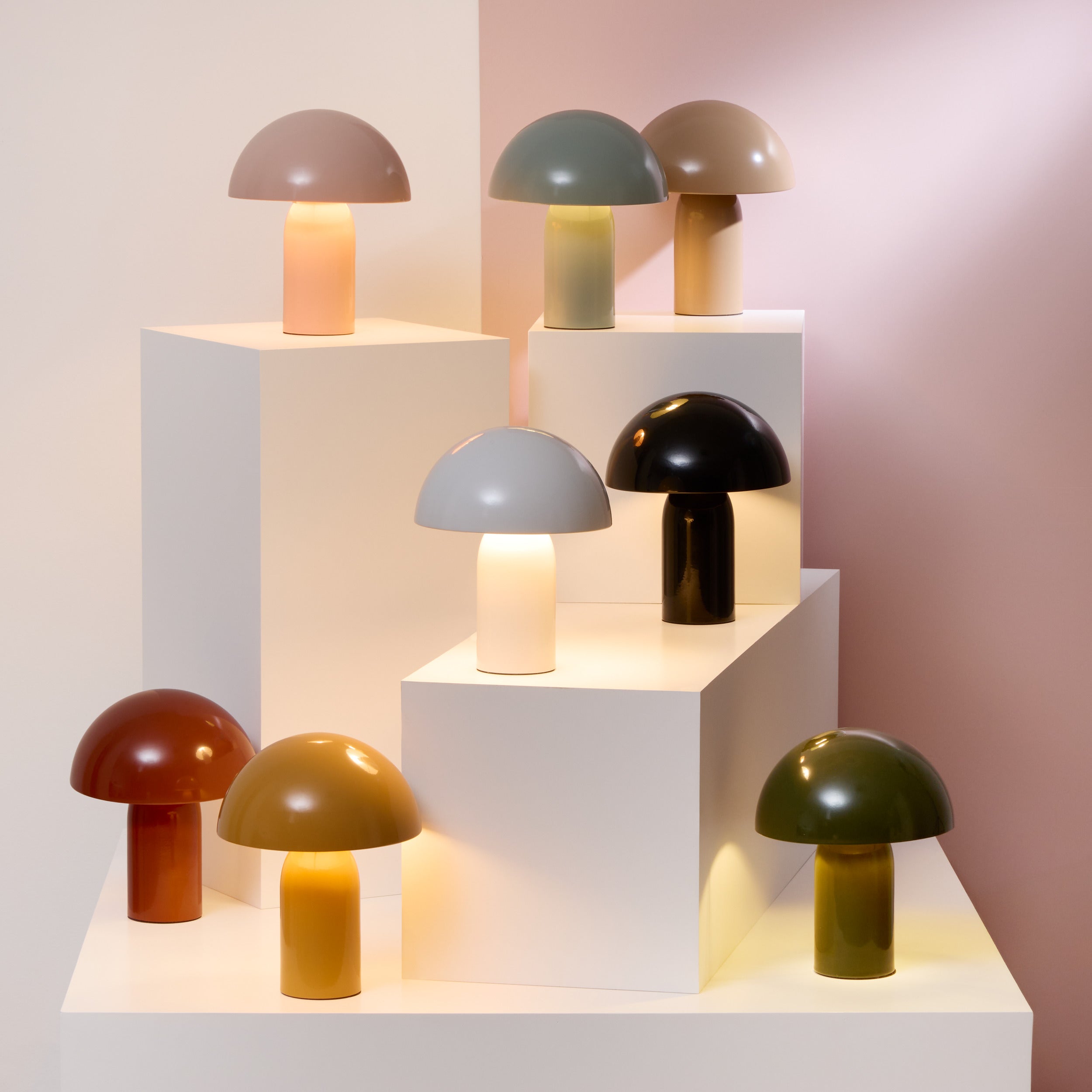 Atmosphera Lito Lampe de Table/Lampe Champignon - Ø20xH25cm - Noir