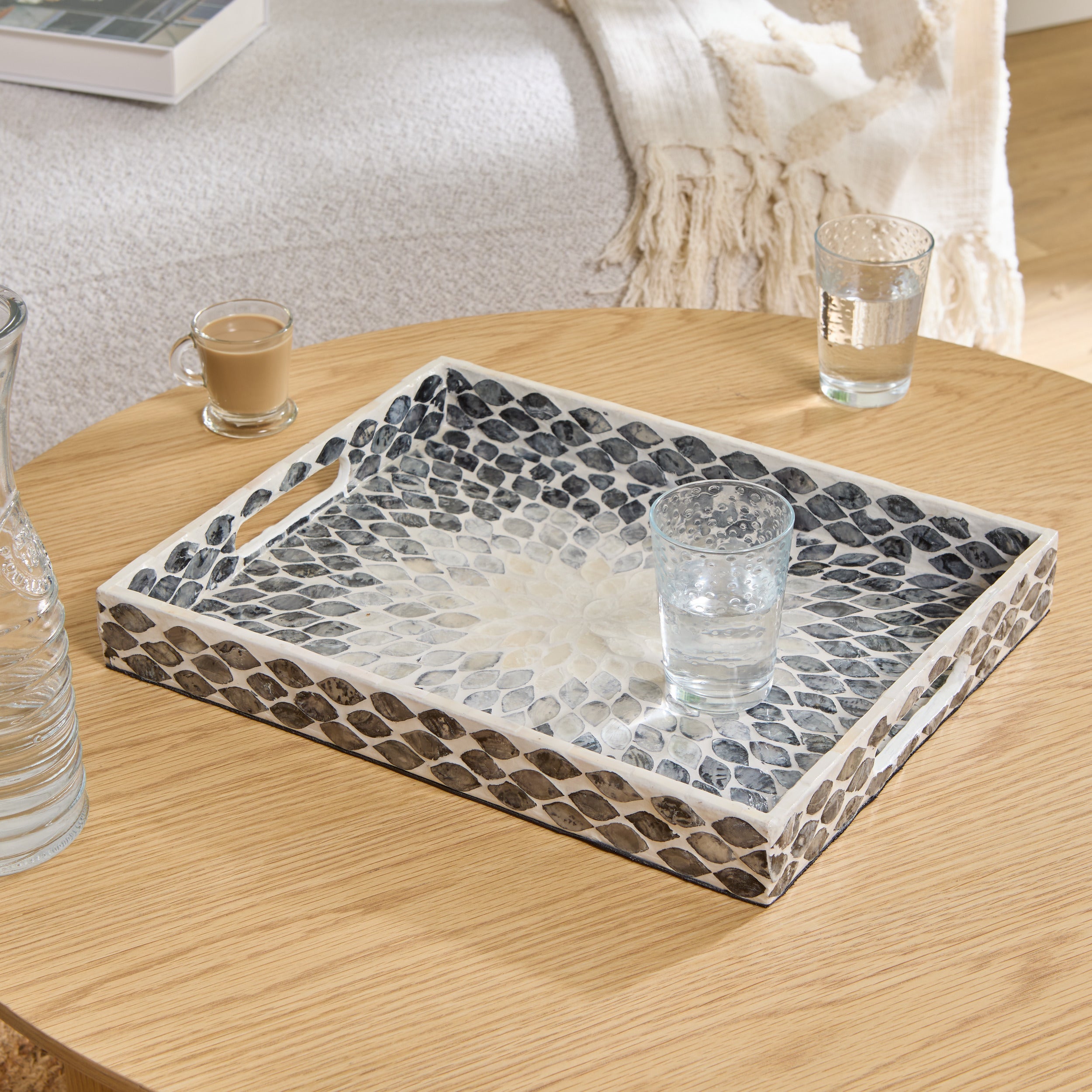 Atmosphera Plateau Tom lot de 2 - Bois de Manguier - Décoration - Plateau - Doré