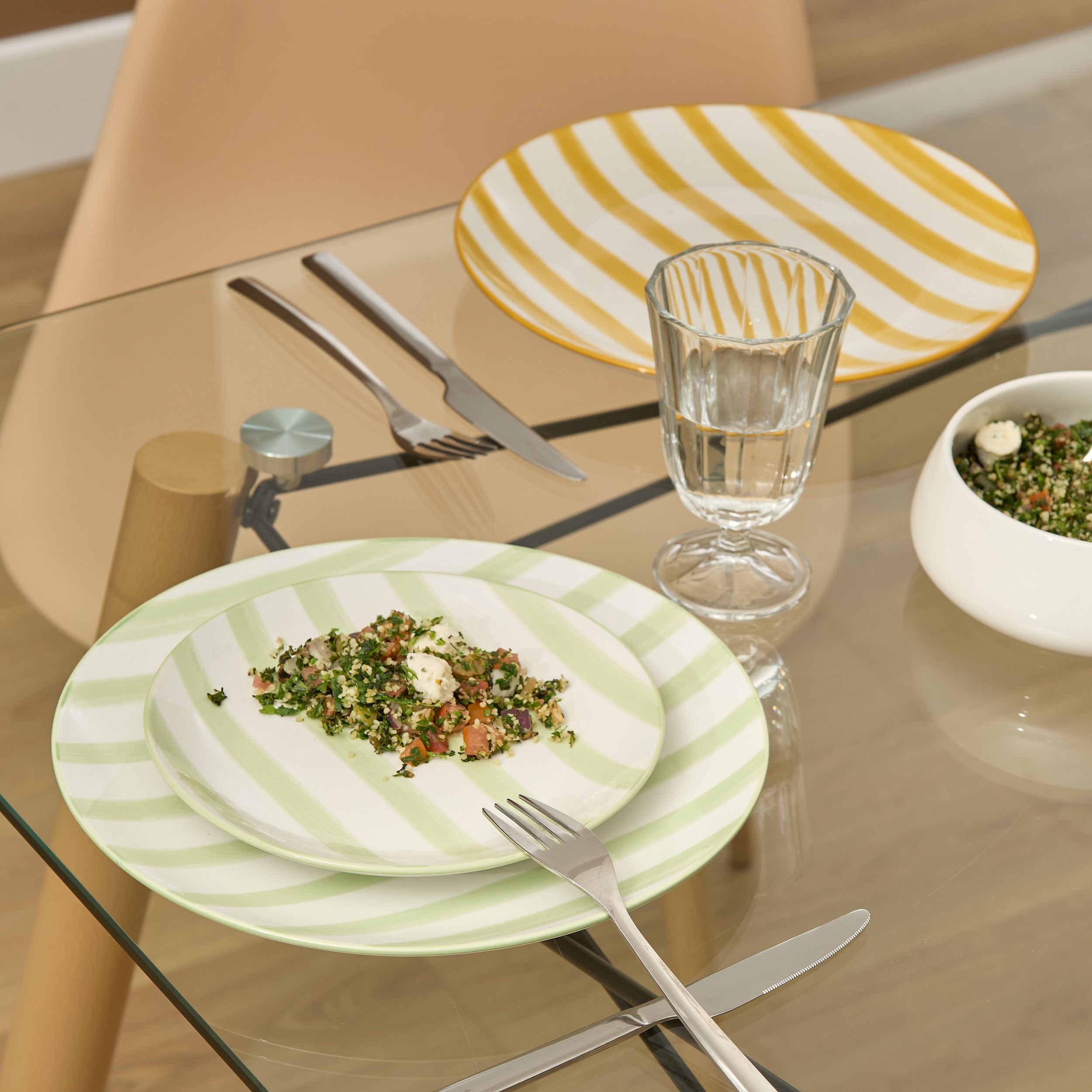 Secret de Gourmet Charlie Plat bord Ø27cm - Set van 6 stuks - Groen/Wit