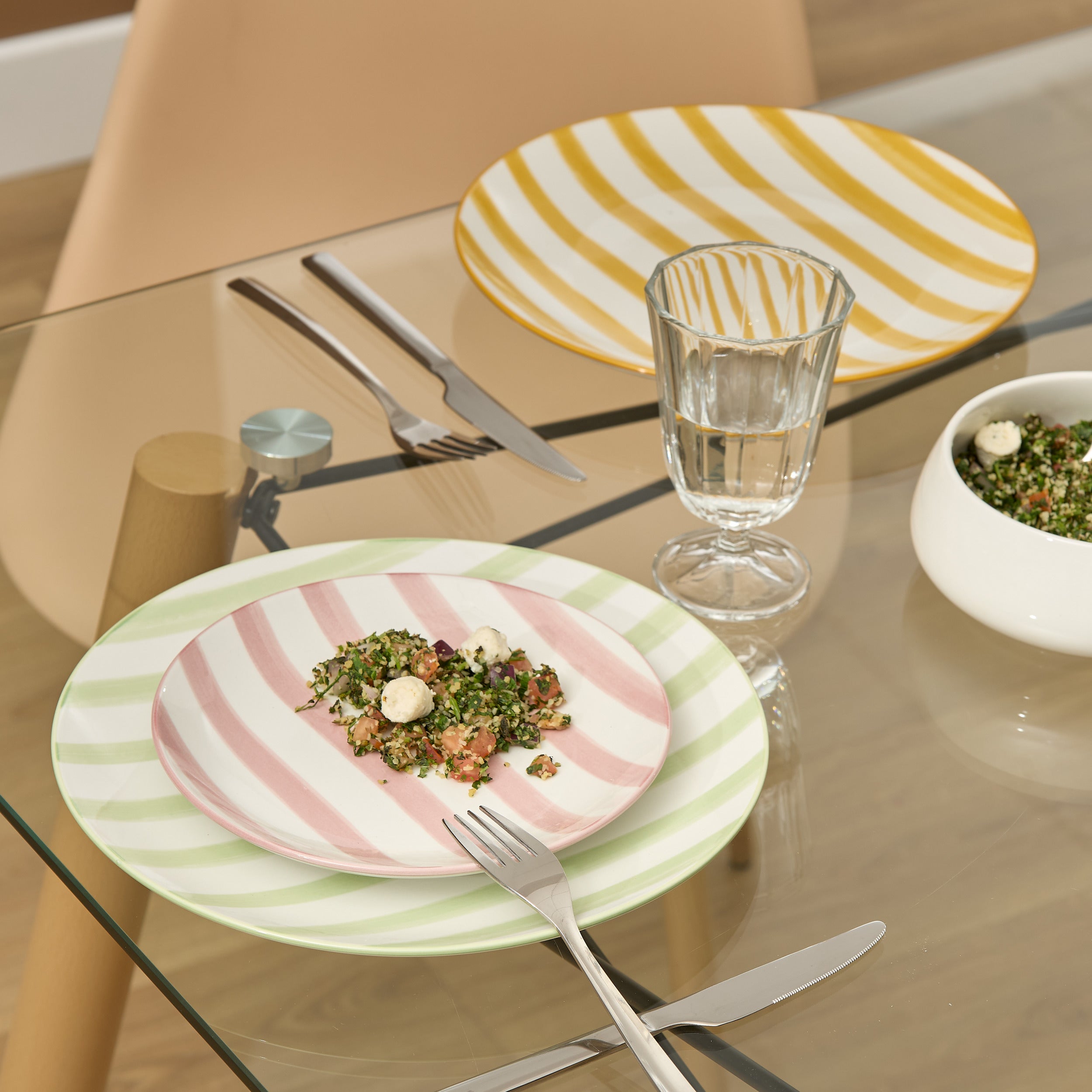 Secret de Gourmet Charlie Plat bord Ø27cm - Set van 6 stuks - Geel/Wit