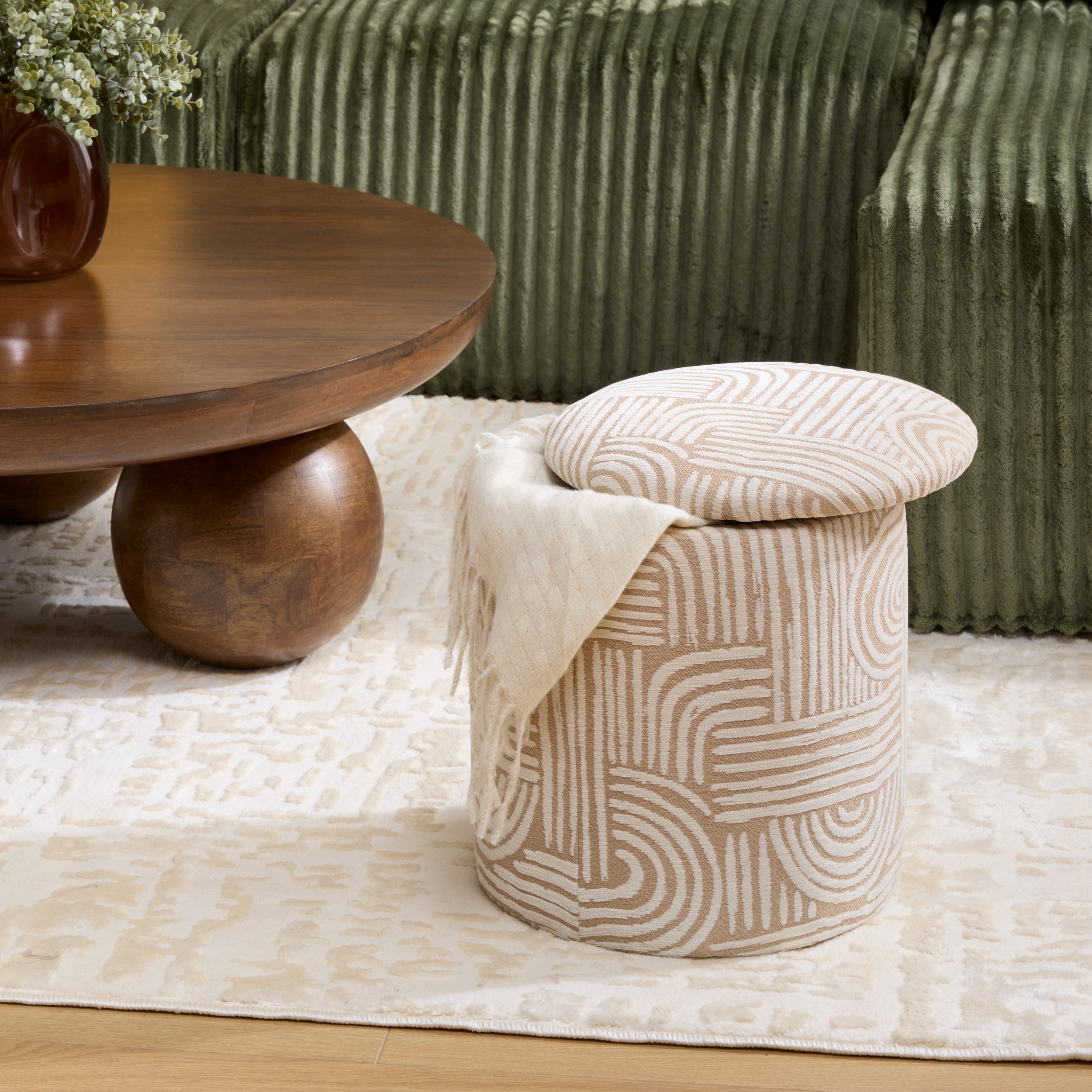 Atmosphera Delor Arty Pouf – Ø36xH40cm – Beige