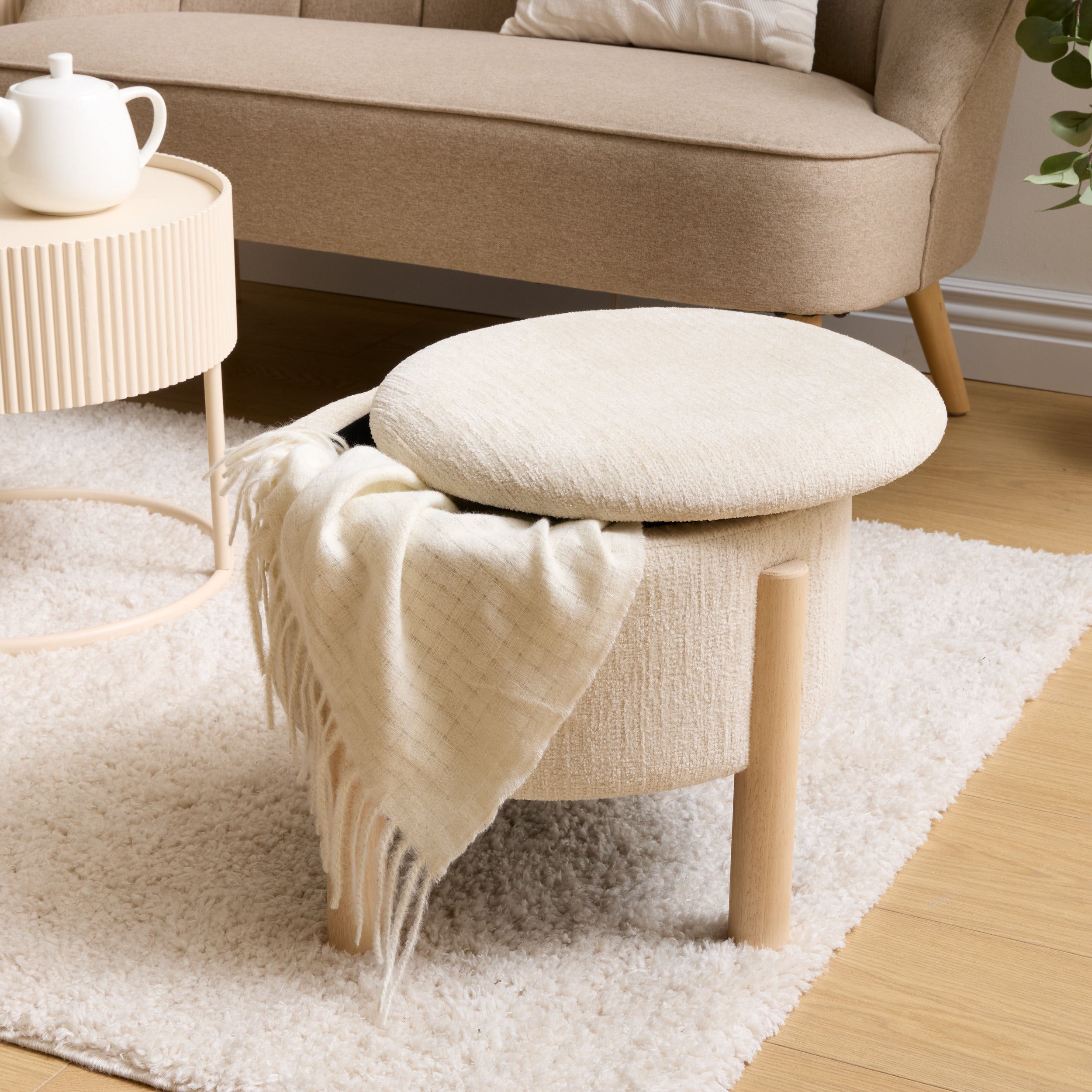 Lysandre double folding velvet pouf - Gray - L 75.7 x D 37.5 x H 38 cm