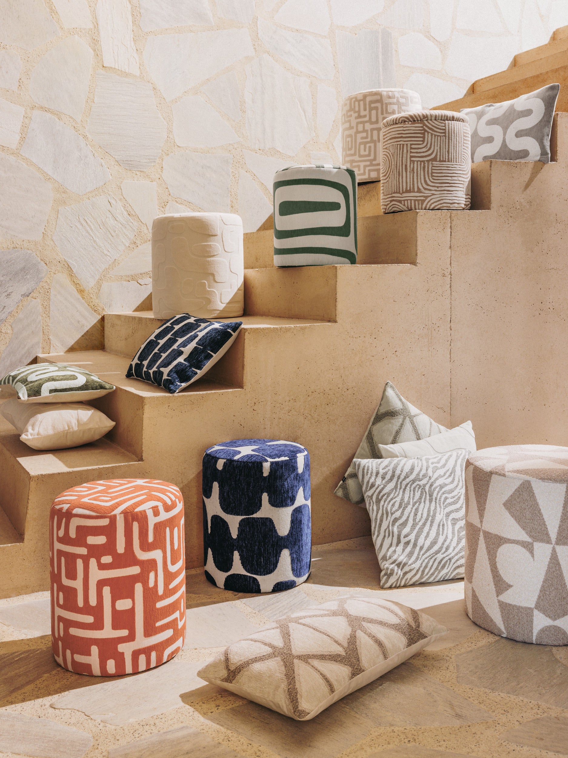 Atmosphera Delor Arty Pouf - Ø36xH40cm - Beige