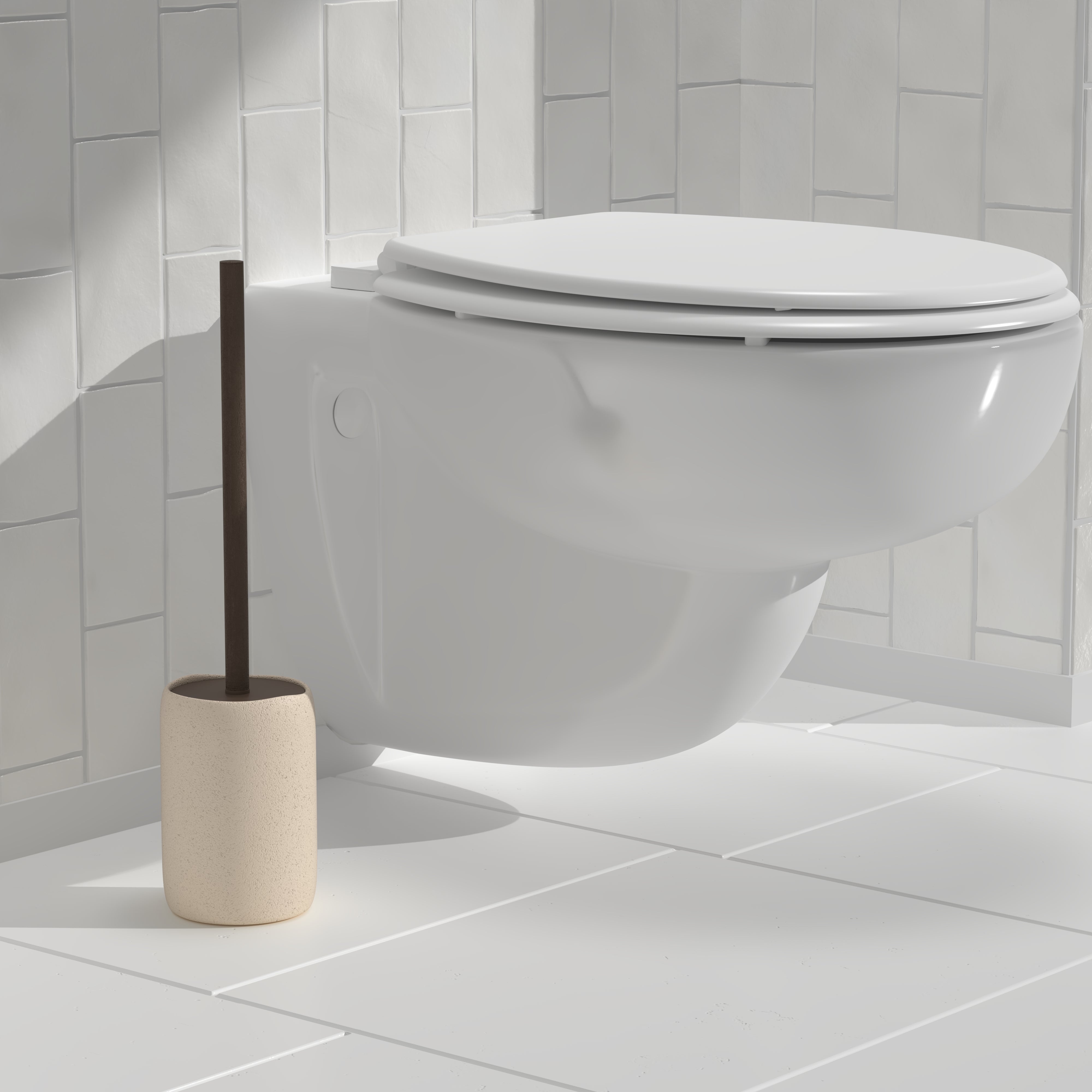 Bundel 5Five Olea Toiletborstel + Toiletrolhouder - Beige