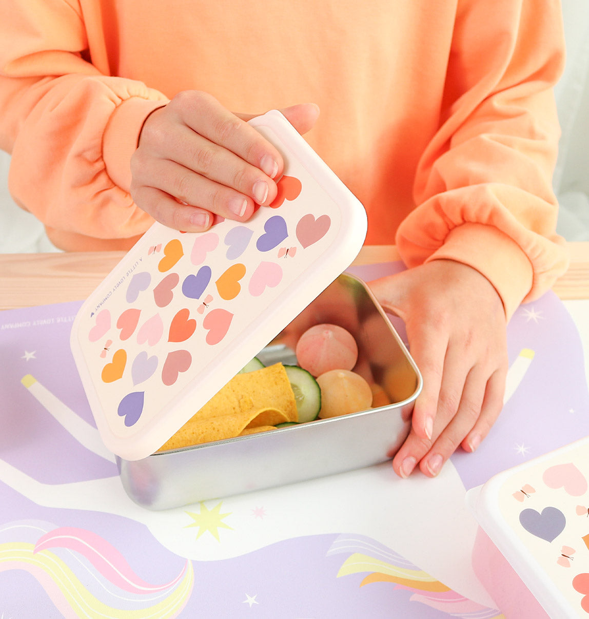 A Little Lovely Company Back to school - Lunchbox RVS - Hearts