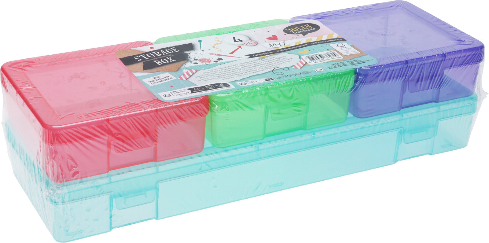 Set van Kleurrijke Opbergboxen - 4-delig - 38x13x5cm - Multi