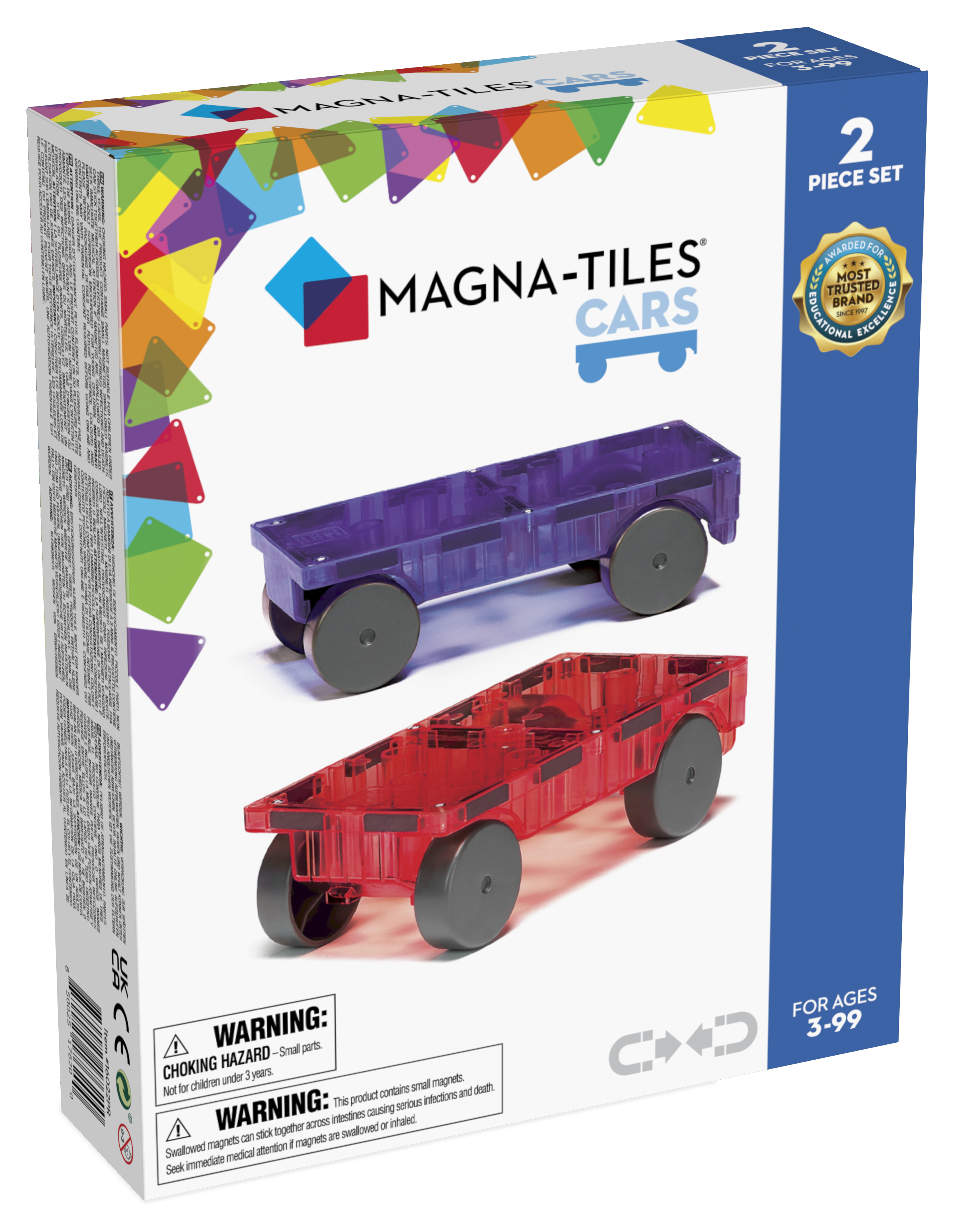 Magna-Tiles Cars 2 stuks - Uitbreidingsset - Geschikt vanaf 3 jaar - Rood/Paars