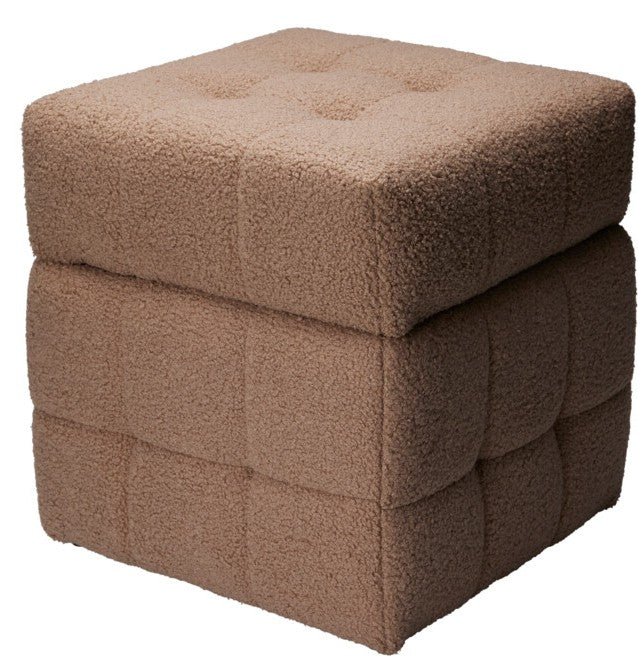 Pouf en Velours Côtelé Home &amp; Styling avec Espace de Rangement - Gris Foncé - 38x38x38cm