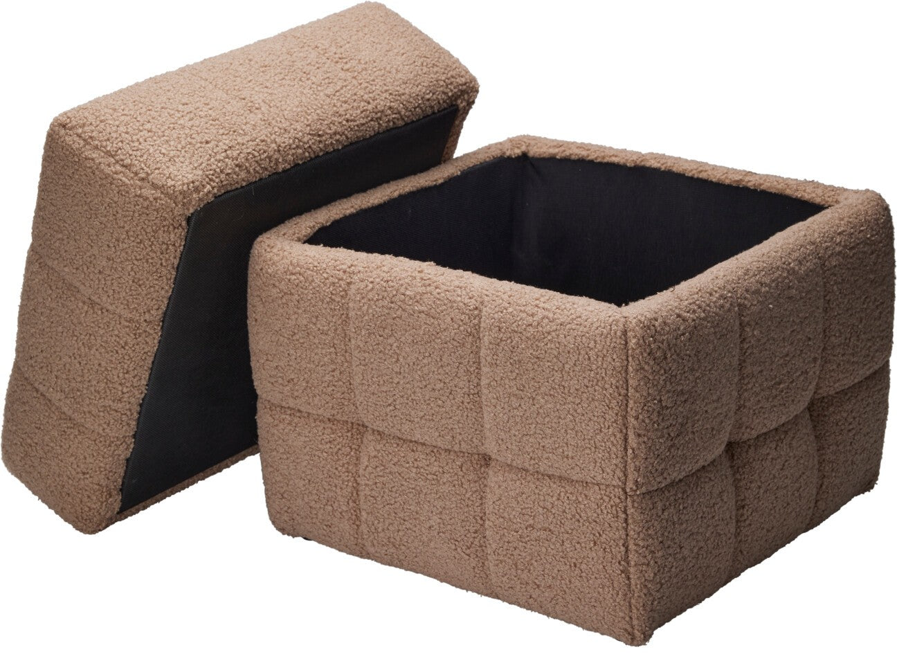 Pouf en Velours Côtelé Home &amp; Styling avec Espace de Rangement - Gris Foncé - 38x38x38cm