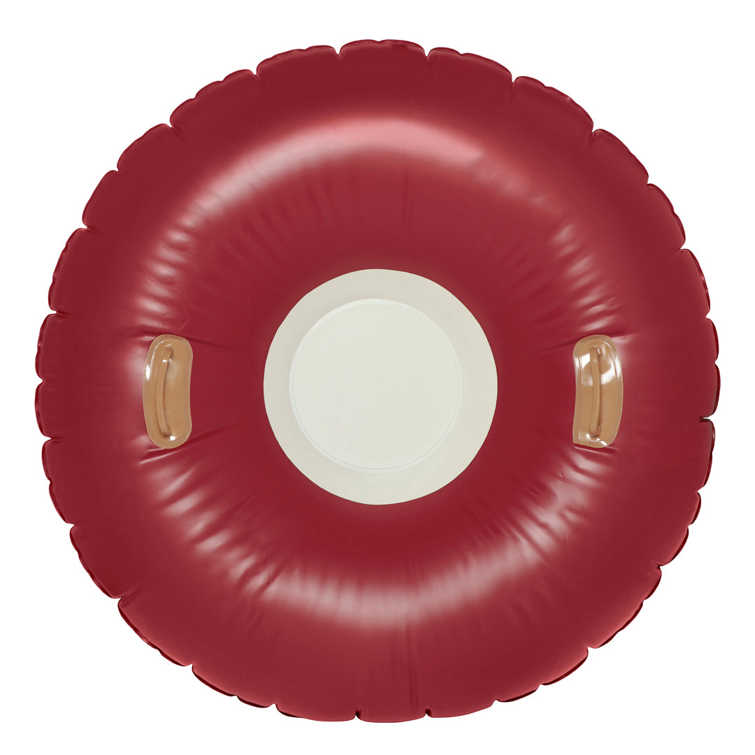Flotteur d'hiver alpin Petites Pommes Ø120cm - Luge ronde gonflable - Dès 8 ans - Rubis/Oxford/Crème